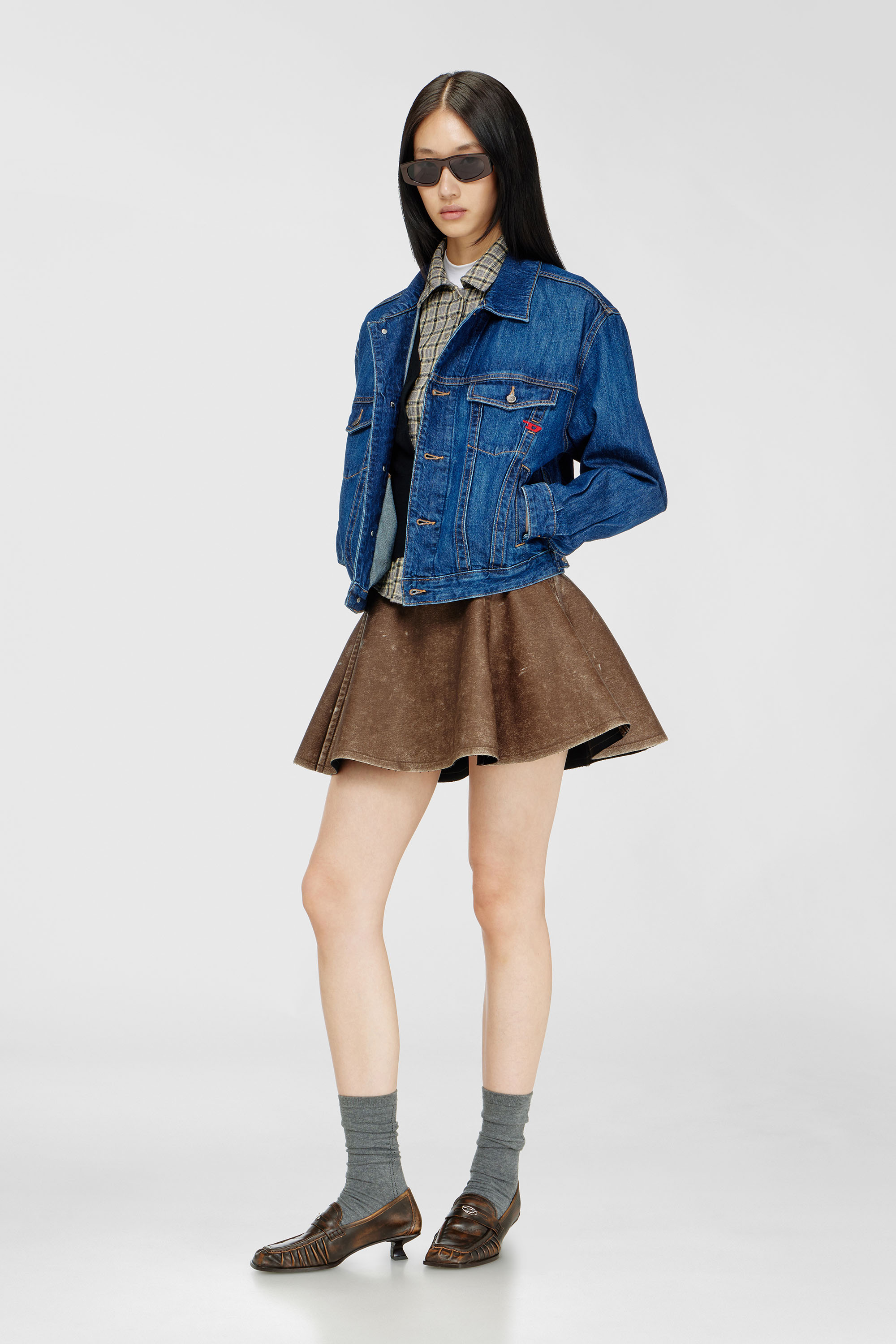 Diesel - D-RANGER, Man's Trucker jacket in denim in Medium blue - 7