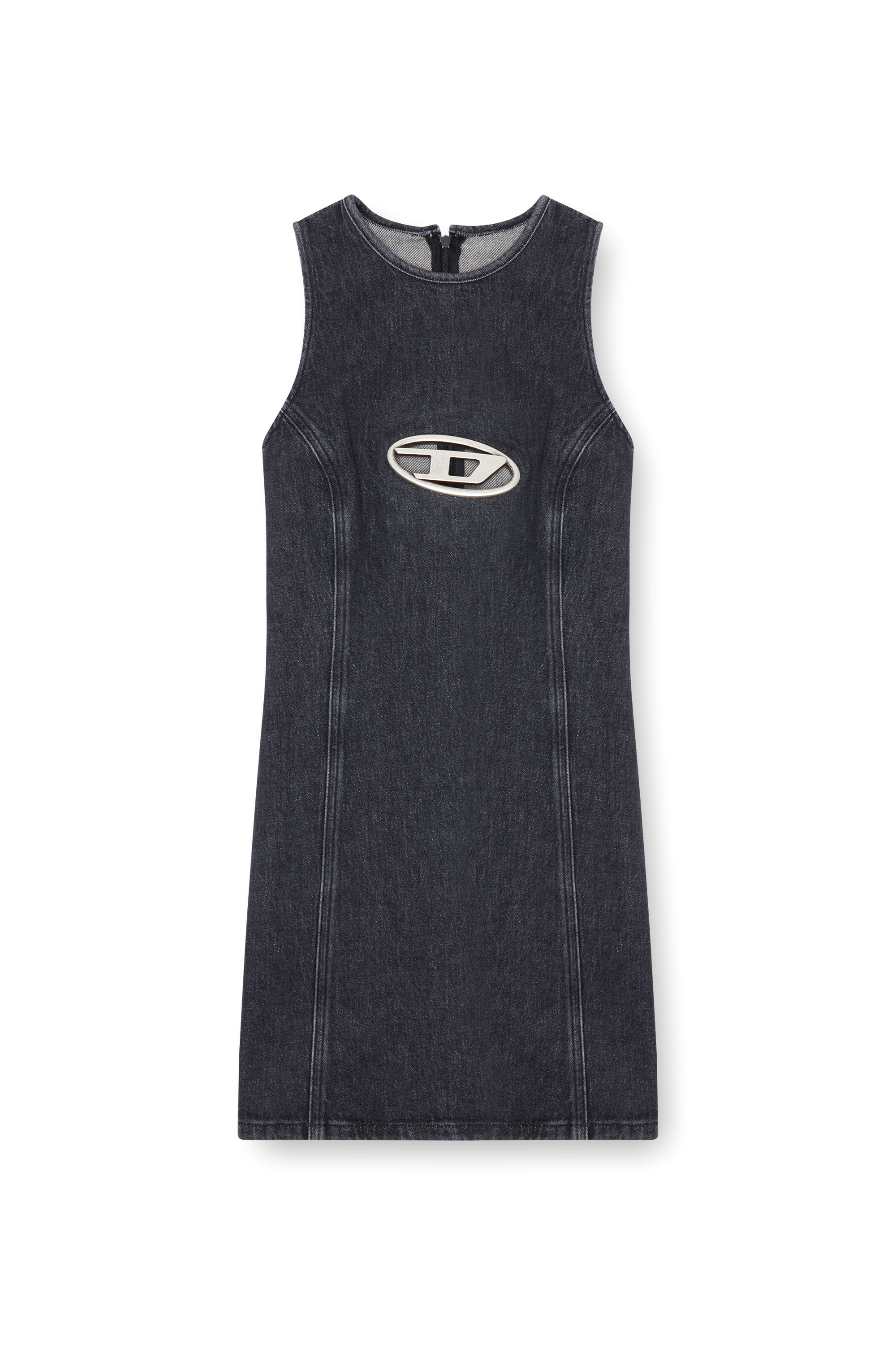 Diesel - DE-FERRIZ-FSD, Woman Denim mini dress with Oval D plaque in Black - Image 4