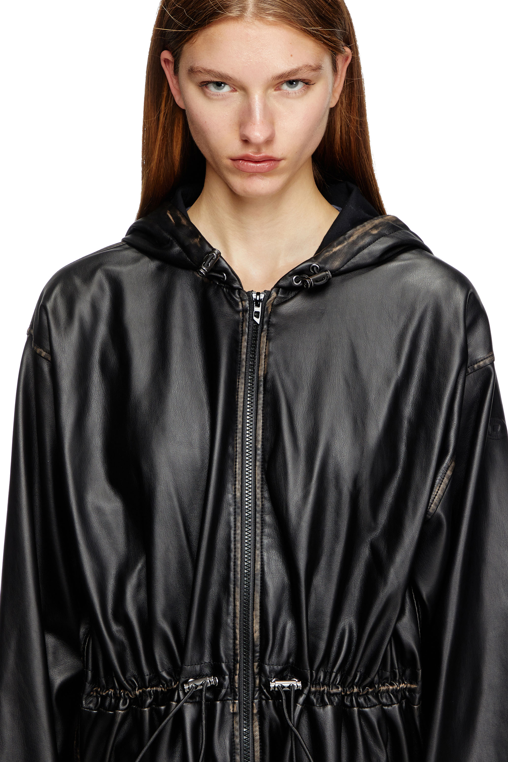 Diesel - G-LARY, Unisex's Distressed utilitarian hooded coat in Black - 3