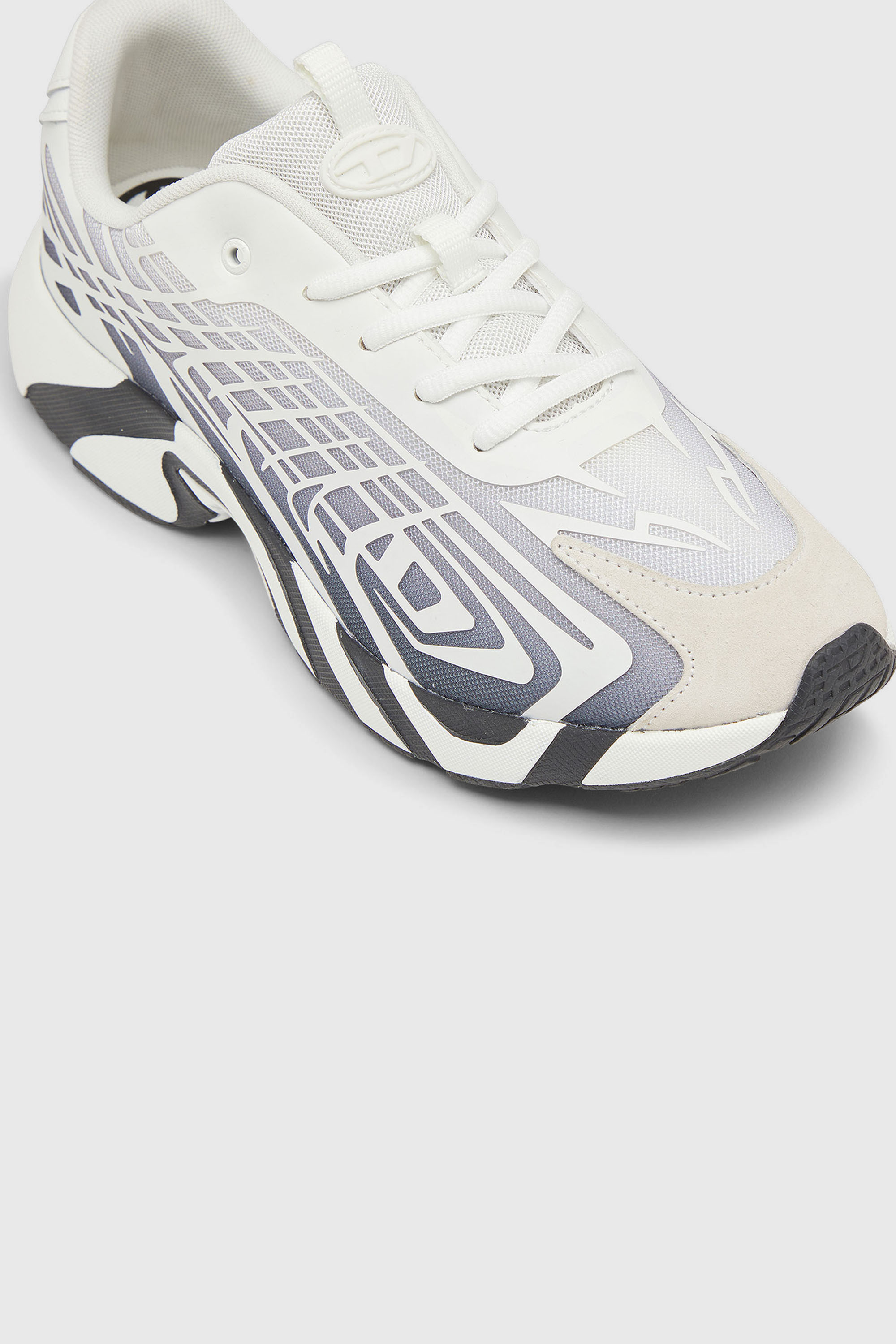 Diesel - S-D-VIT'S 500 LOW, Man's D-Vit-Sneakers in striped d&eacute;grad&eacute; mesh in White/Grey - 6