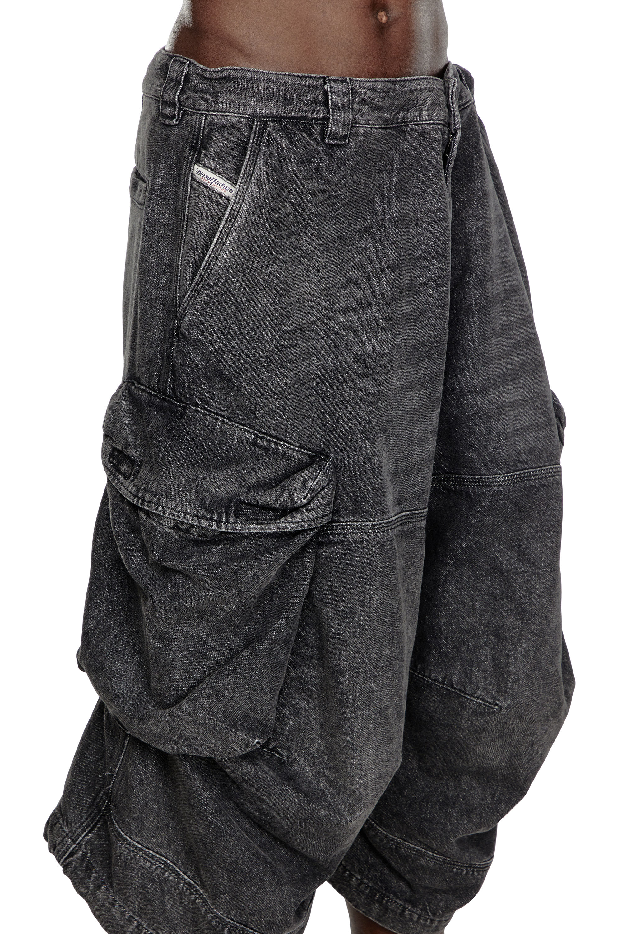 Diesel - D-ARNE-SHORT-S, Man Long shorts in denim with cargo pockets in Black - Image 5