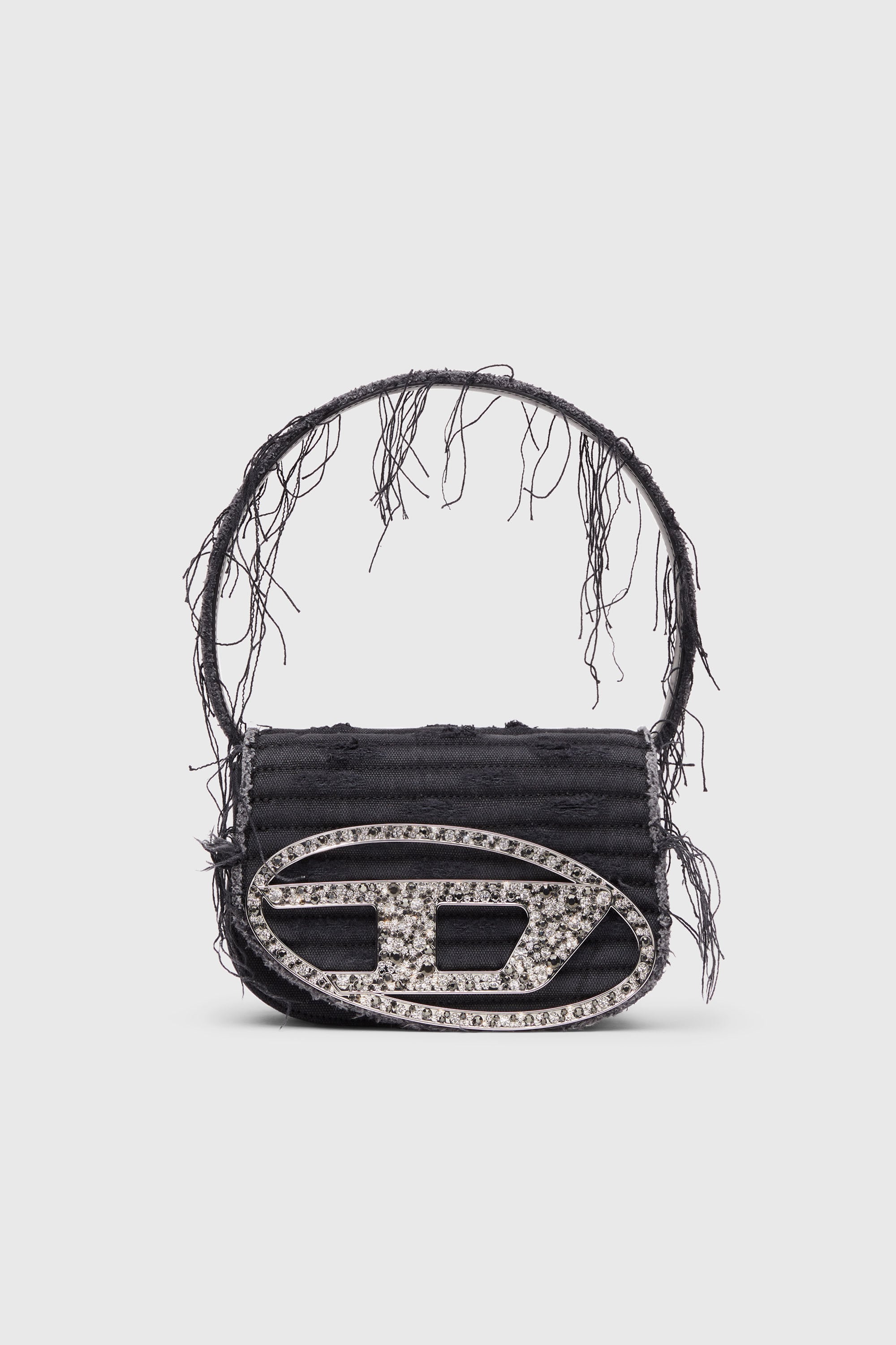 Diesel - 1DR, Woman's 1DR-Iconic shoulder bag in canvas and leather in Black - 1