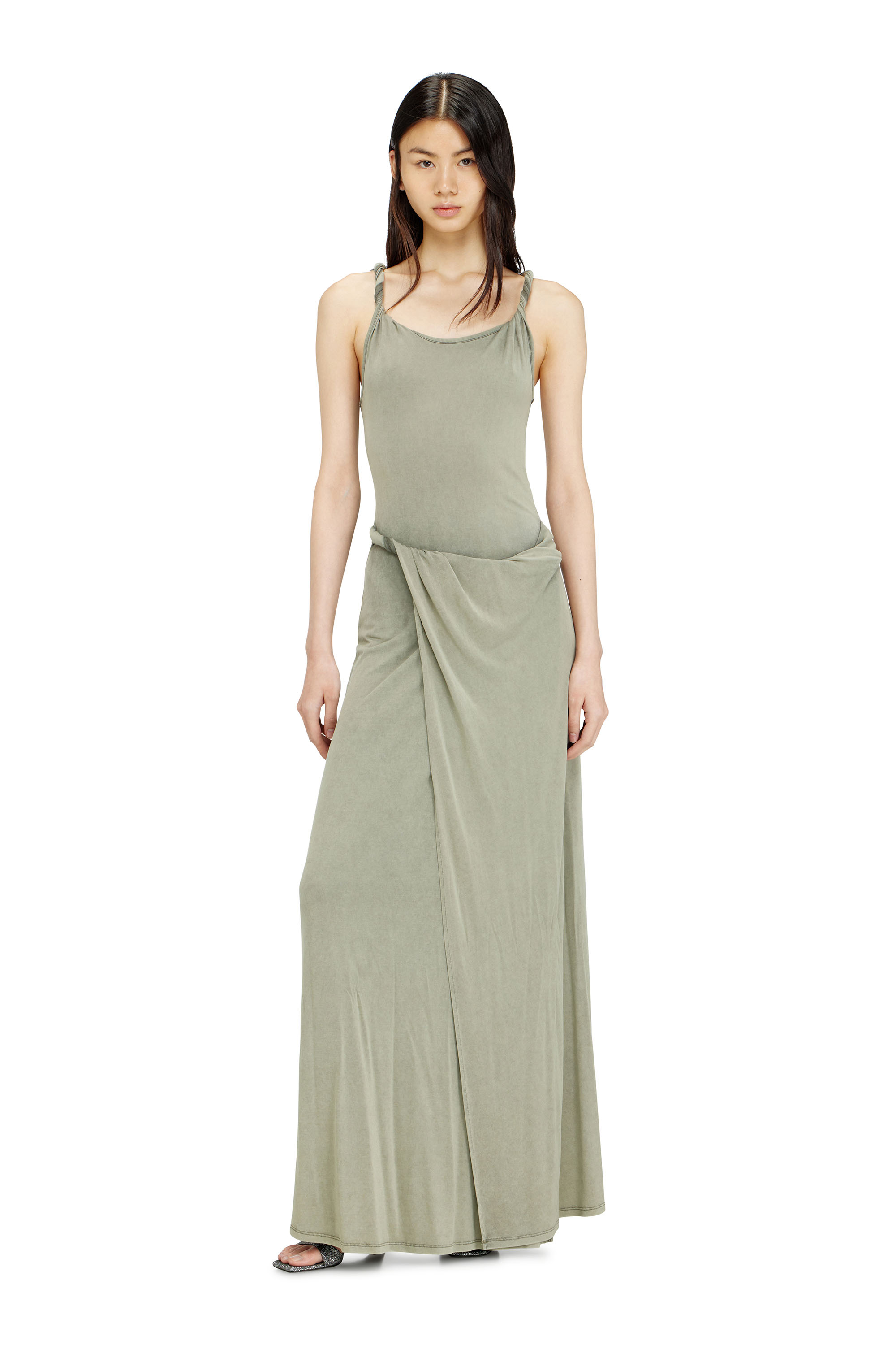 Diesel - D-ESTIGA-S1, Woman's Jersey maxi dress with twisted details in null - 3