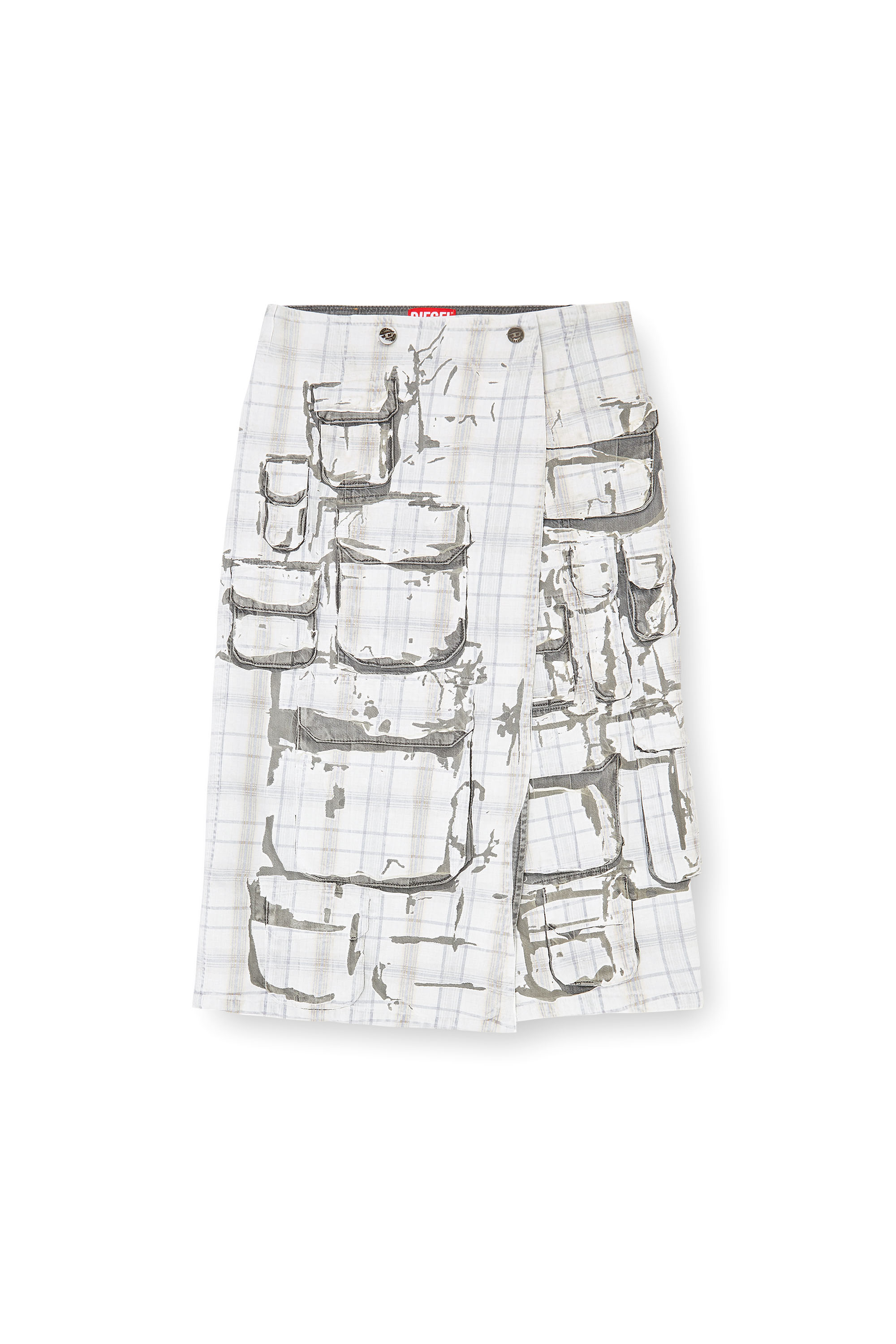 Diesel - DE-VORIN-FSI1, Woman's Denim midi skirt with peel-off effect in Grey - 3