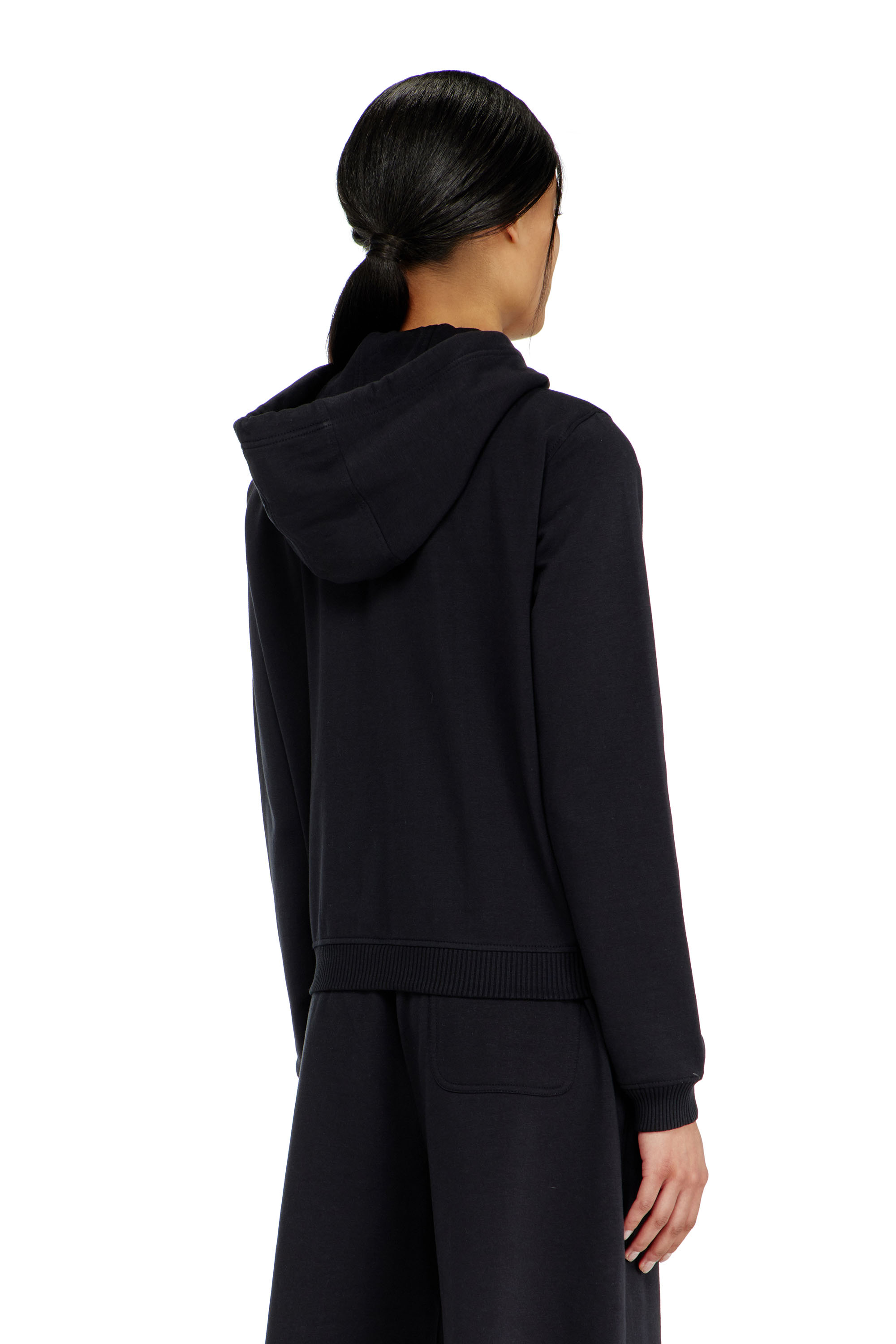 Diesel - HARRIET-D-CORE, Woman's Hoodie in peached cotton blend in Black - 3