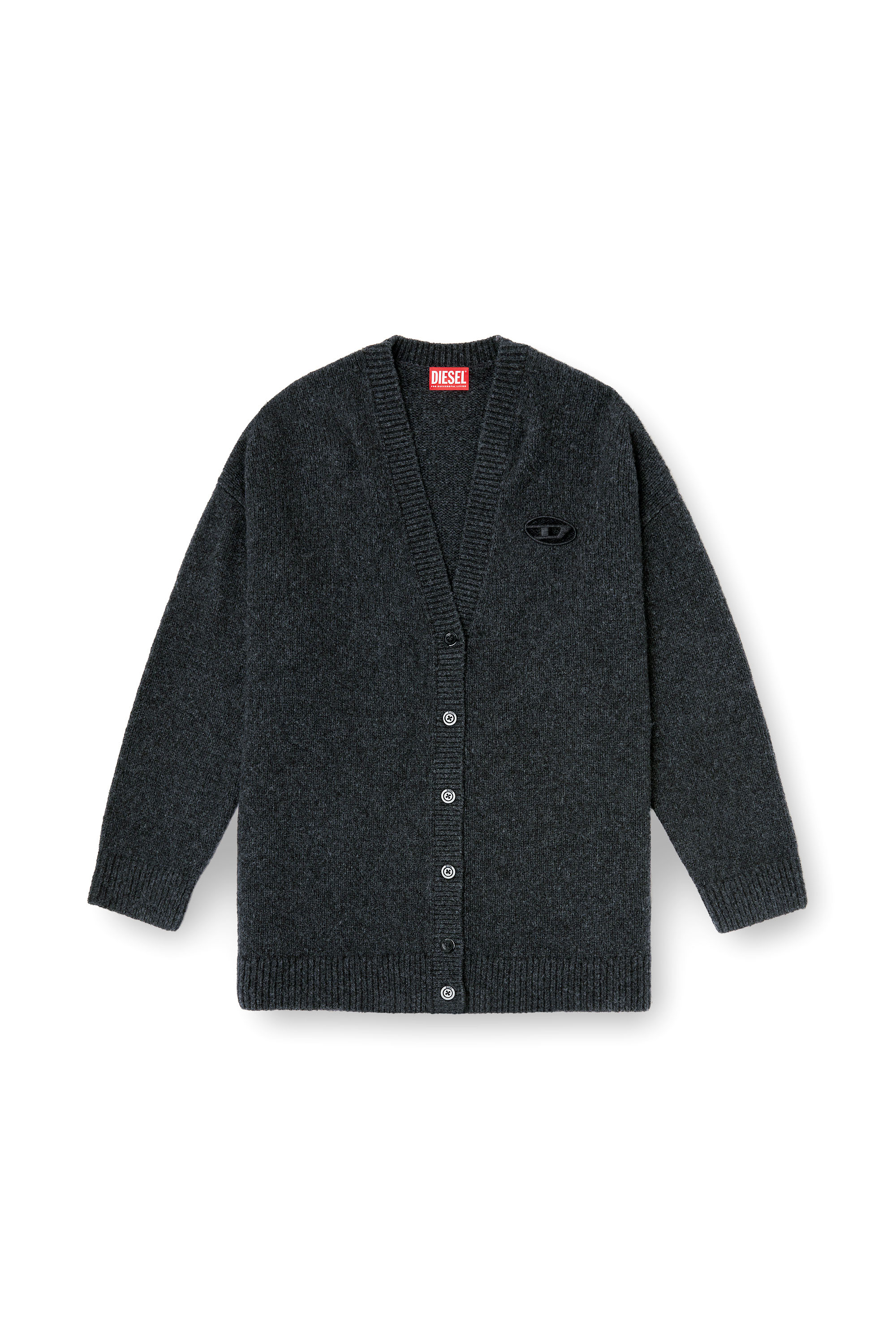 Diesel - M-AREELA, Woman's Cardigan in wool and alpaca blend in Black/Grey - 3