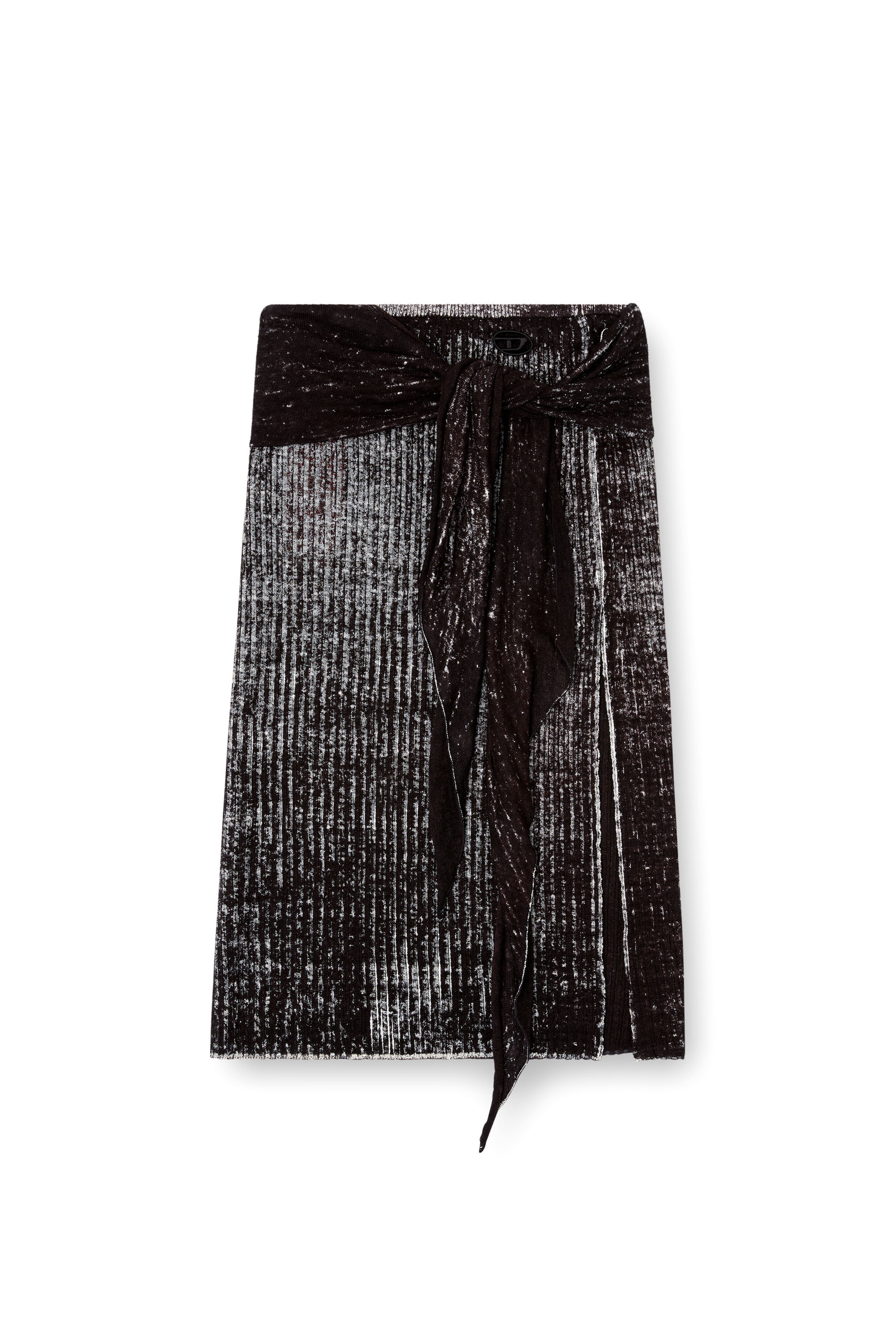 M-EGANOID, Black Diesel - M-EGANOID, Woman's Knitted skirt with hip tie in Black - 2