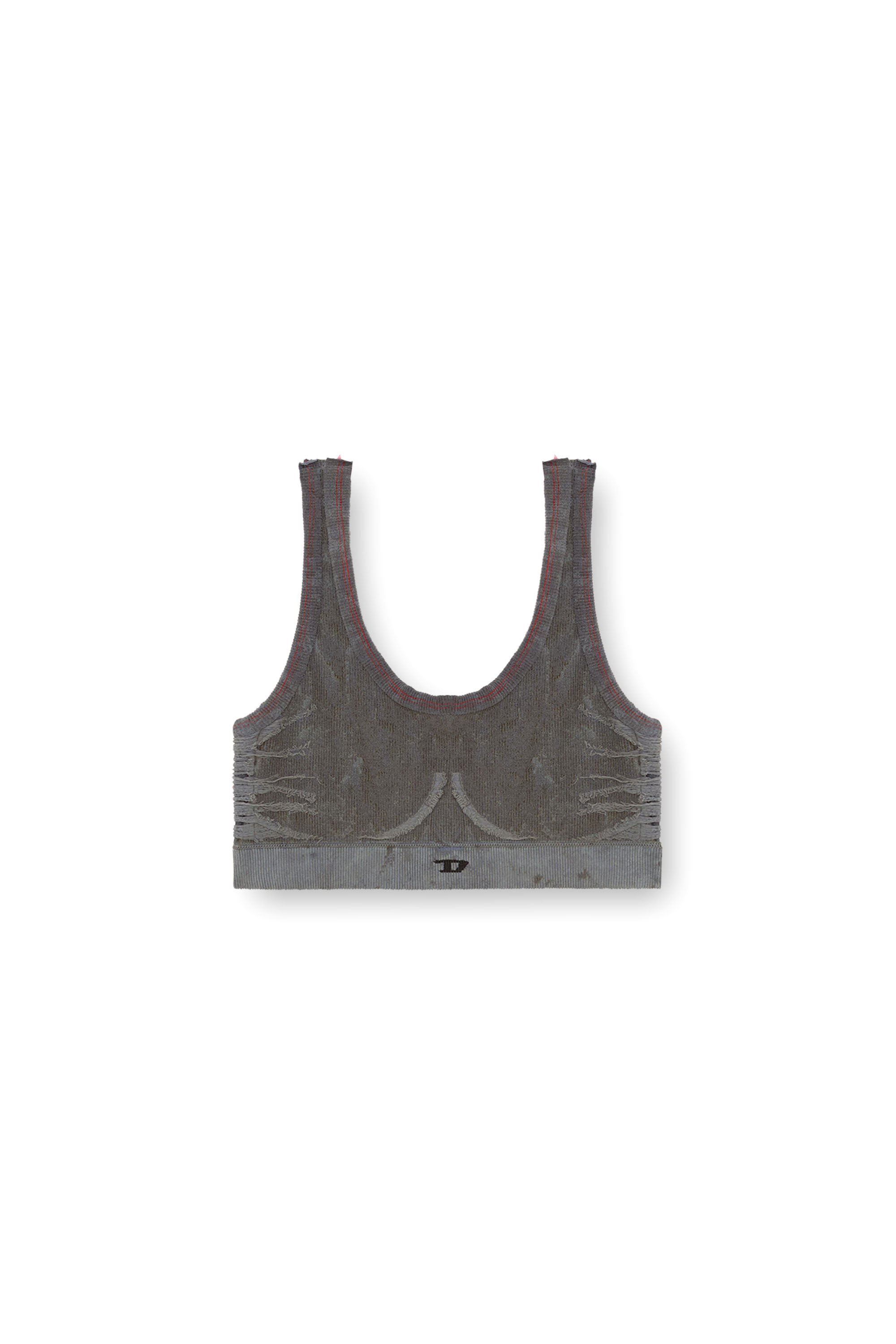 Diesel - AWB-NYA-WT01, Woman Ribbed bralette with frayed detailing in Grey - Image 4