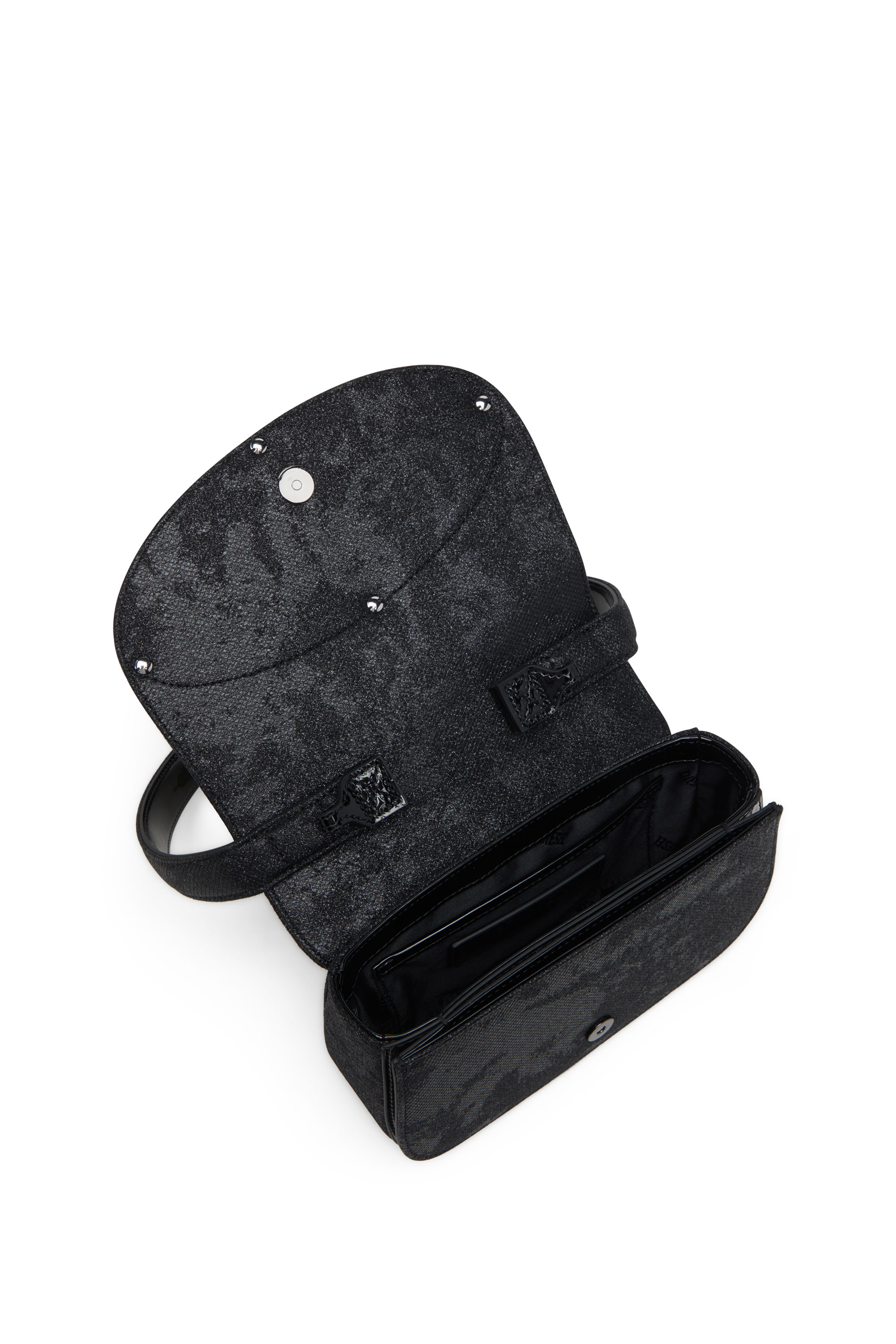 Diesel - 1DR, Woman's 1DR-Iconic 1DR bag in glitter-camo Lurex in Black - 3