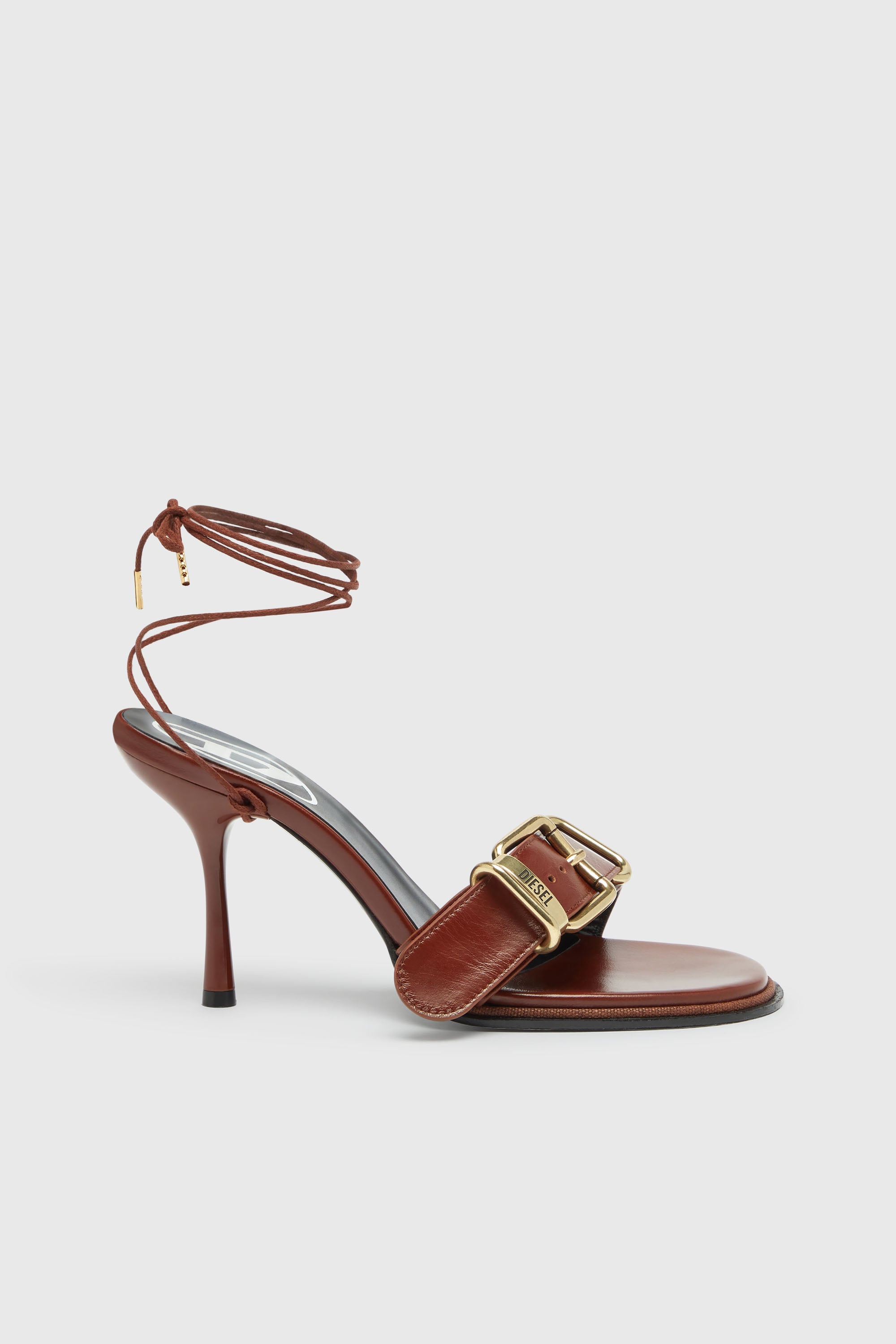 Diesel - D-COCCO-90-SA, Woman's D-Cocco-Ankle-wrap sandals in leather in Brown - 1