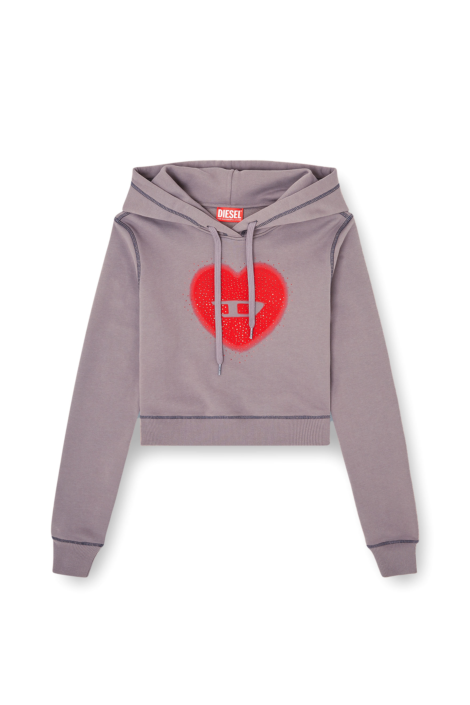 Diesel - F-SLIMMY-HOOD-S5, Woman's Hoodie with heart print and studs in null - 2