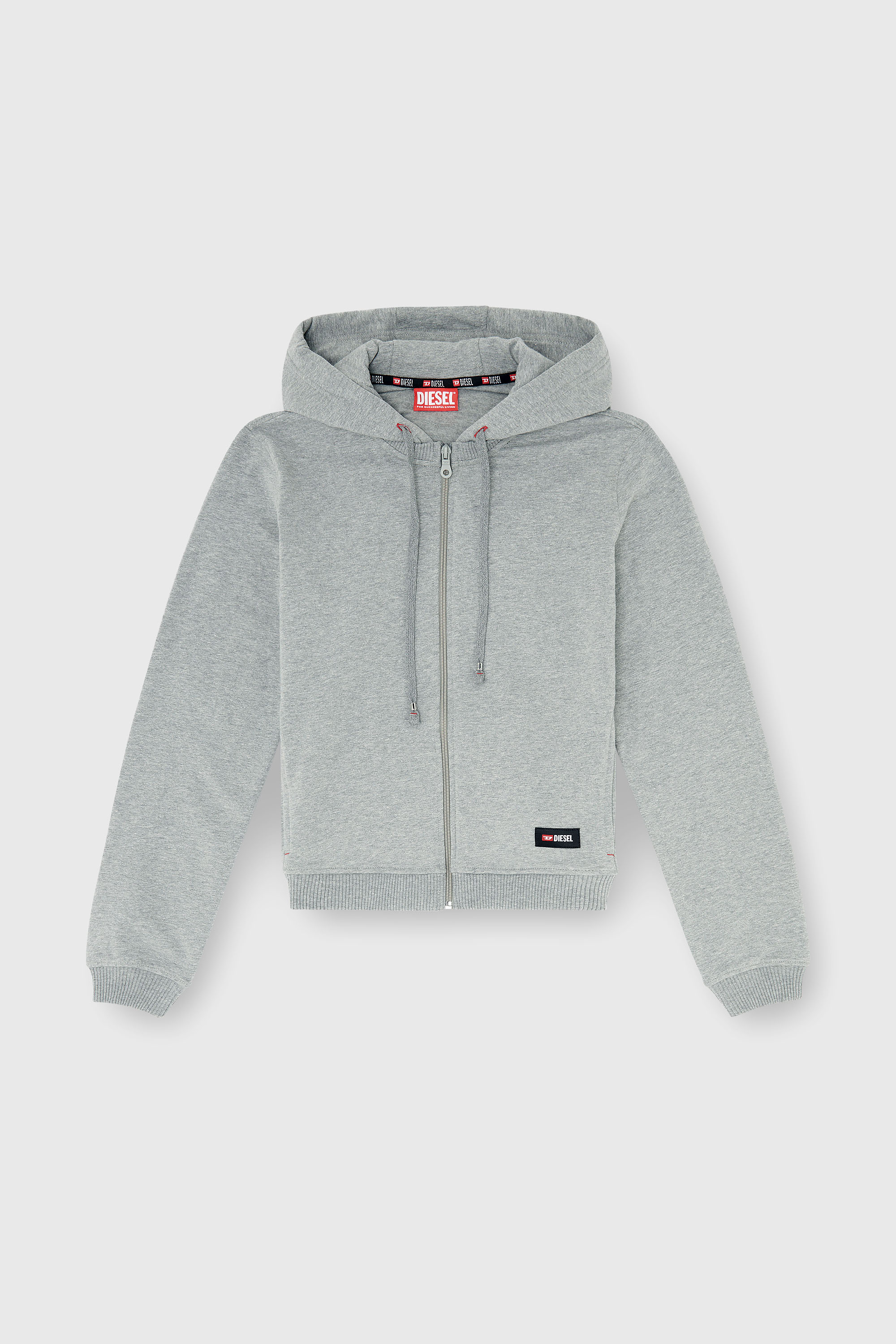 Diesel - HARRIET-D-CORE, Woman's Hoodie in peached cotton blend in Grey - 2