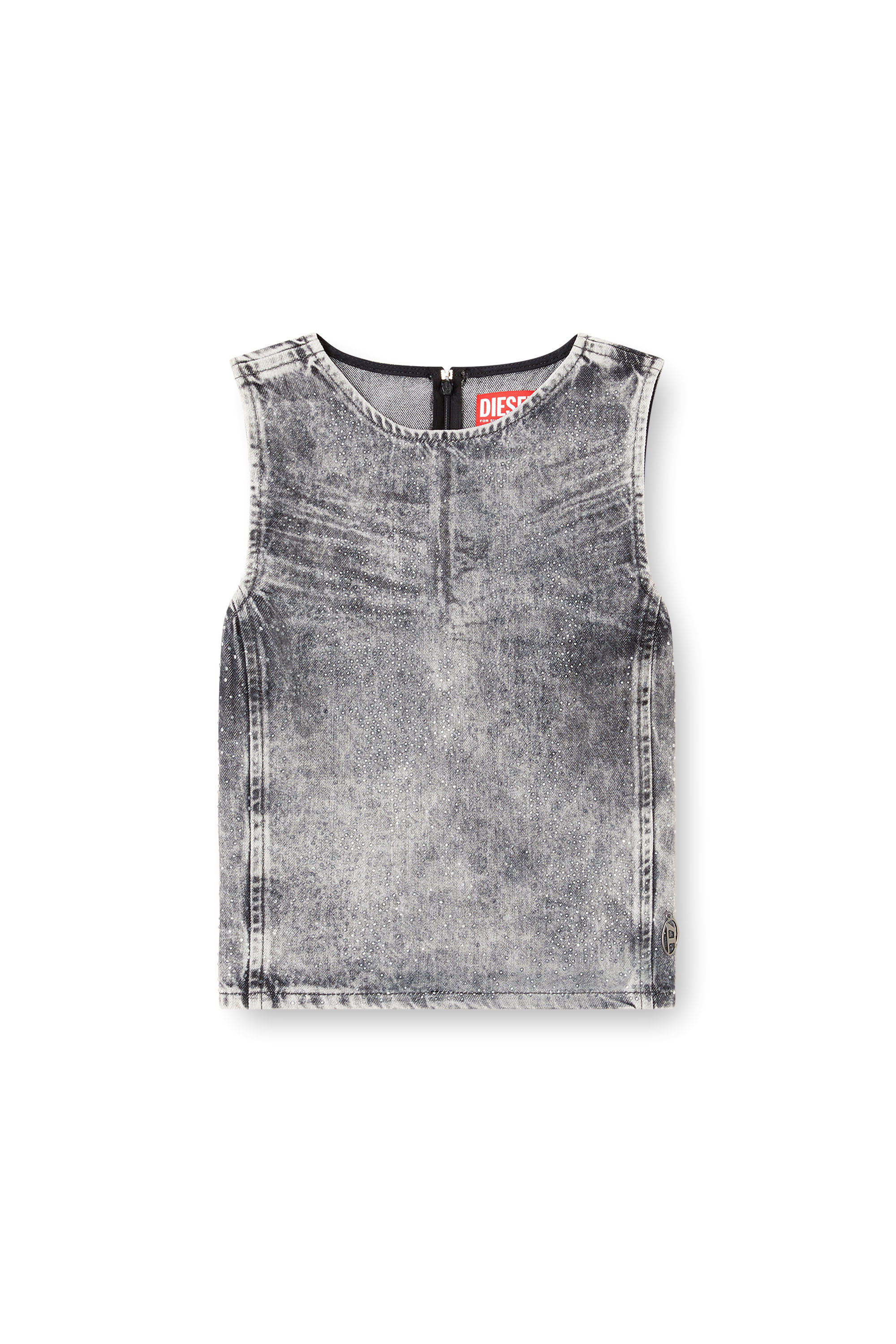 Diesel - DE-PINAR-S, Woman's Sleeveless top in crystal denim in Dark grey - 3