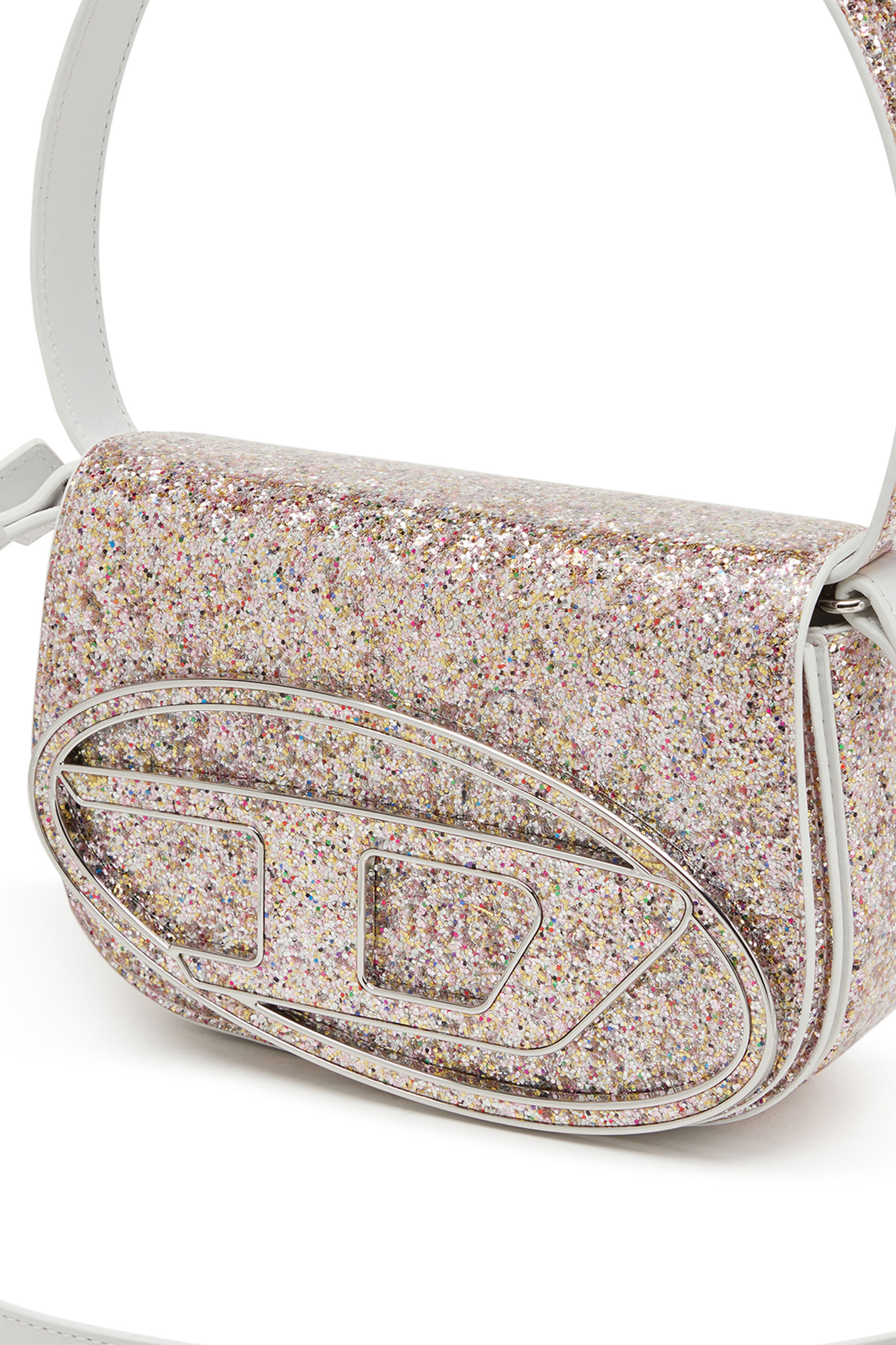 Diesel - 1DR, Woman's 1DR-Iconic shoulder bag with macro glitter in Pink - 5