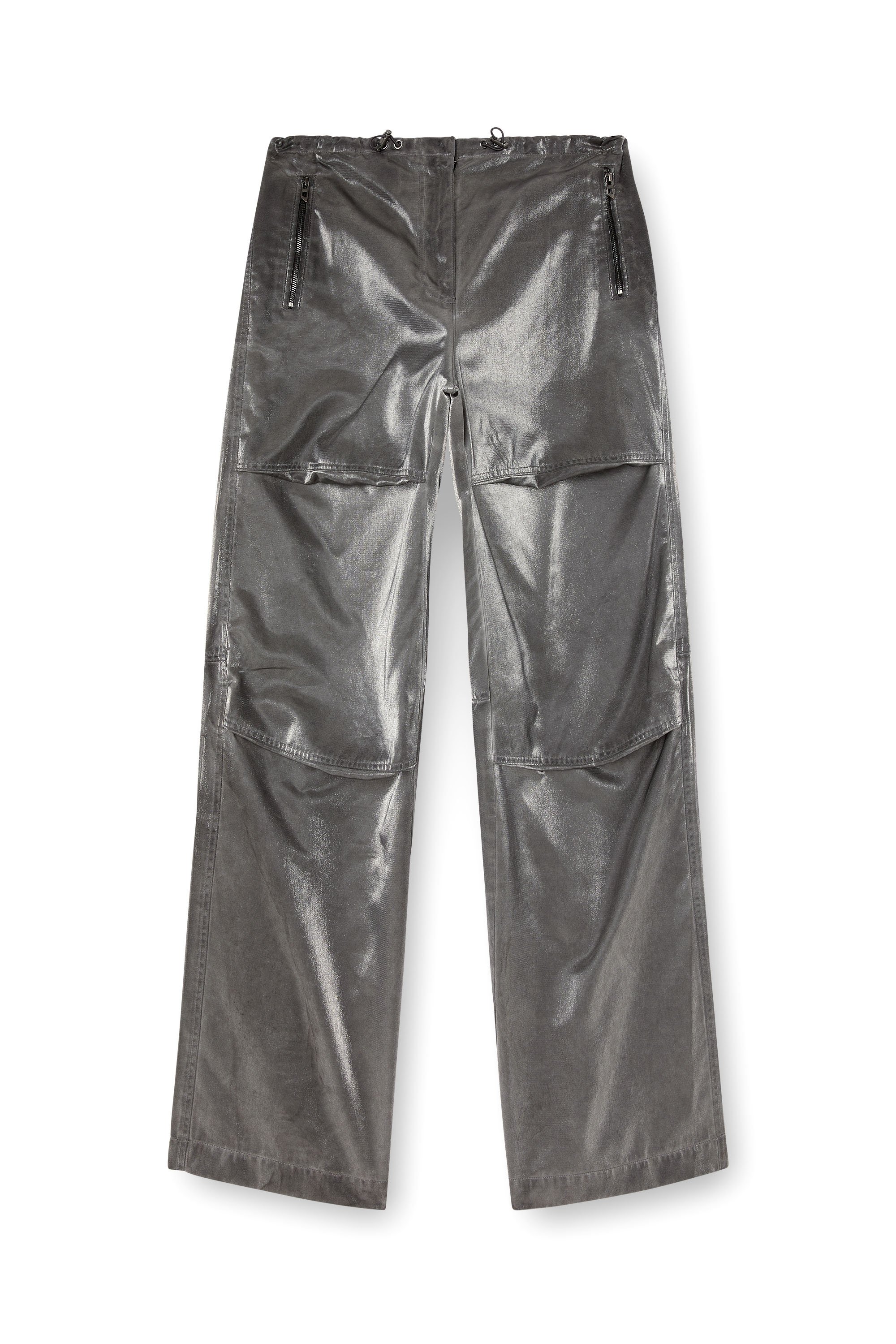 Diesel - P-RODIGE, Woman's Satin cargo pants in Grey - 3