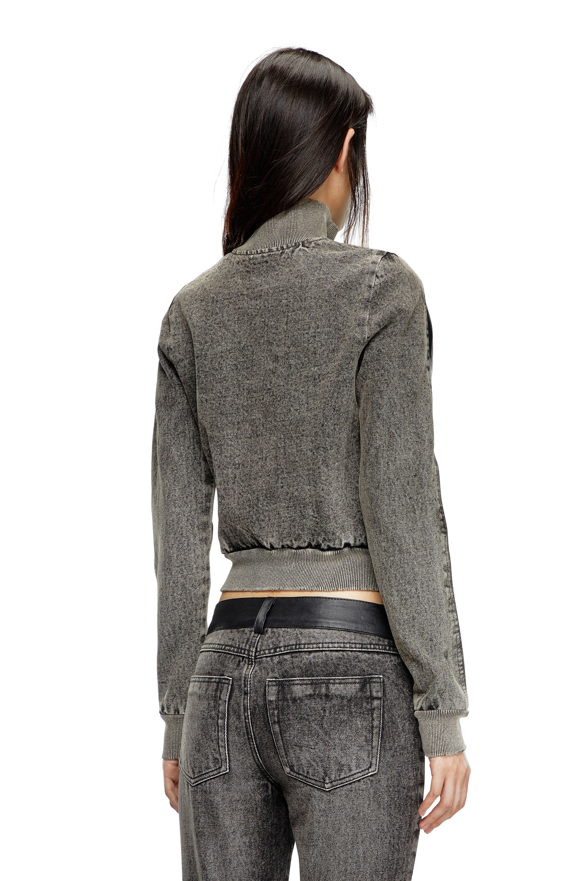 Diesel - L-EADER, Woman Hybrid jacket in leather and denim in Black - Image 4