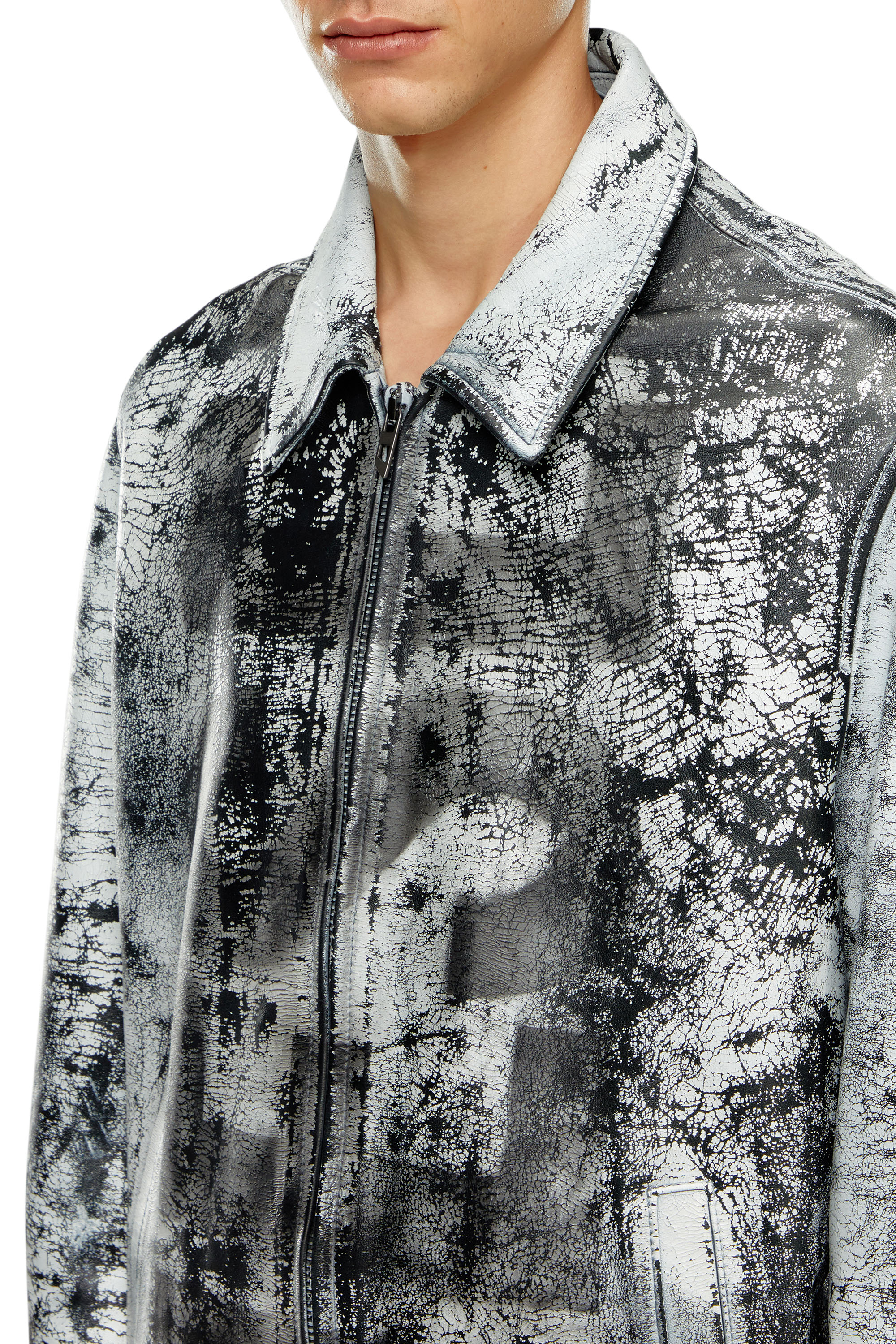 Diesel - L-PYLON-A, Man Blouson jacket in treated leather in Multicolor - Image 5