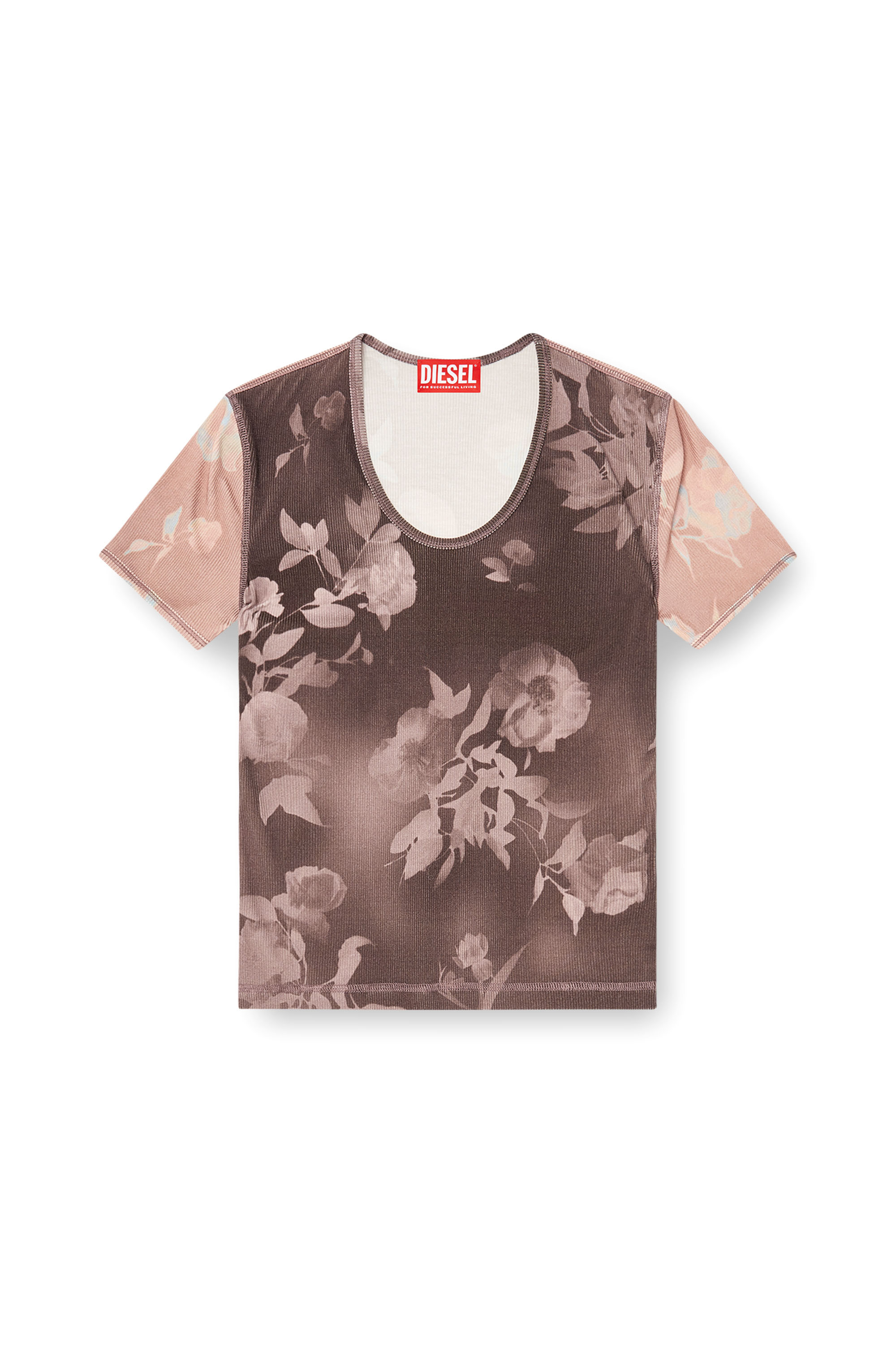 Diesel - T-ELENEWU, Woman's Top in floral-print ribbed jersey in null - 2