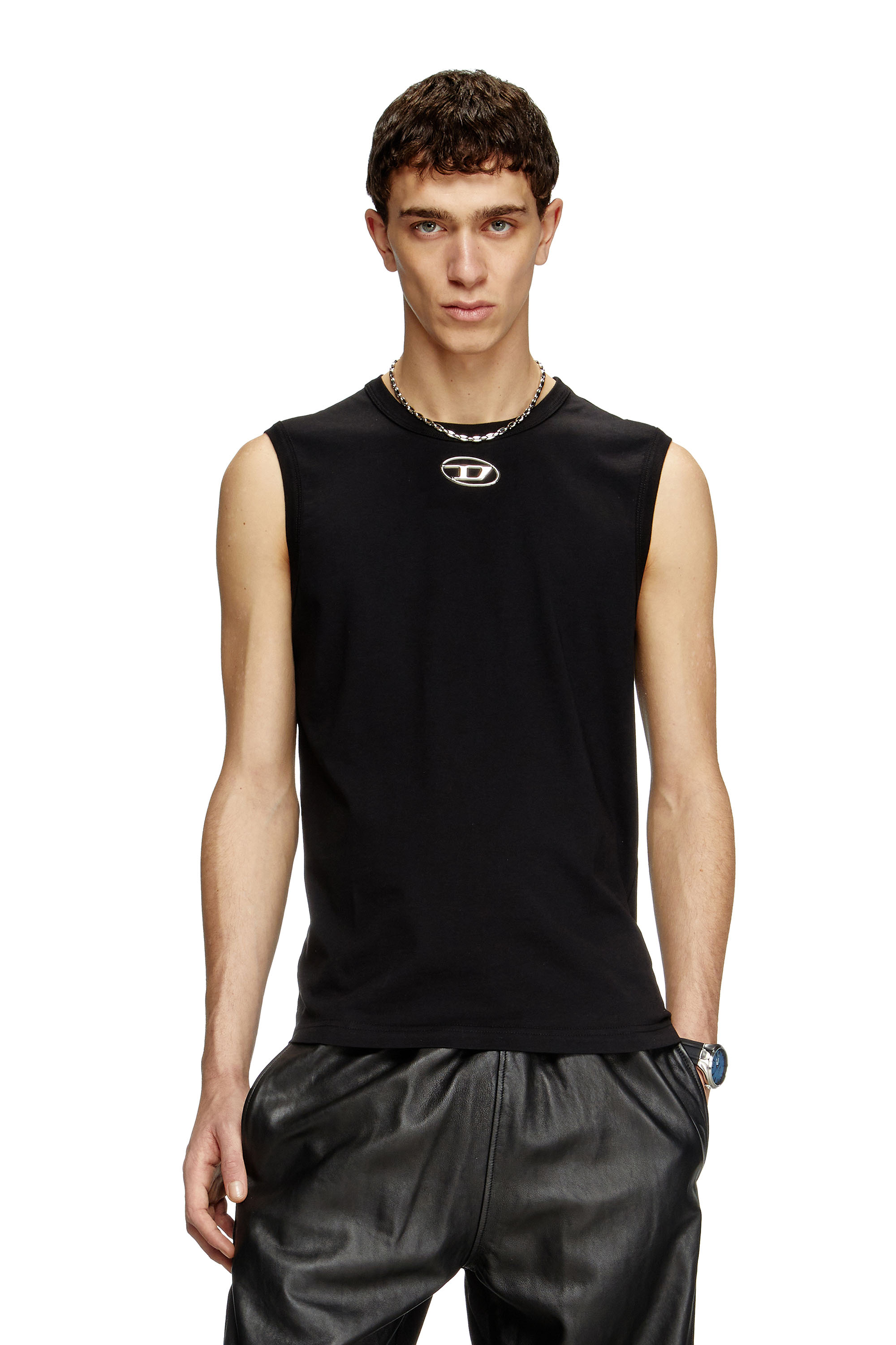 Diesel - T-BISCO-OD, Man's Tank top with metallic Oval D in Black - 3