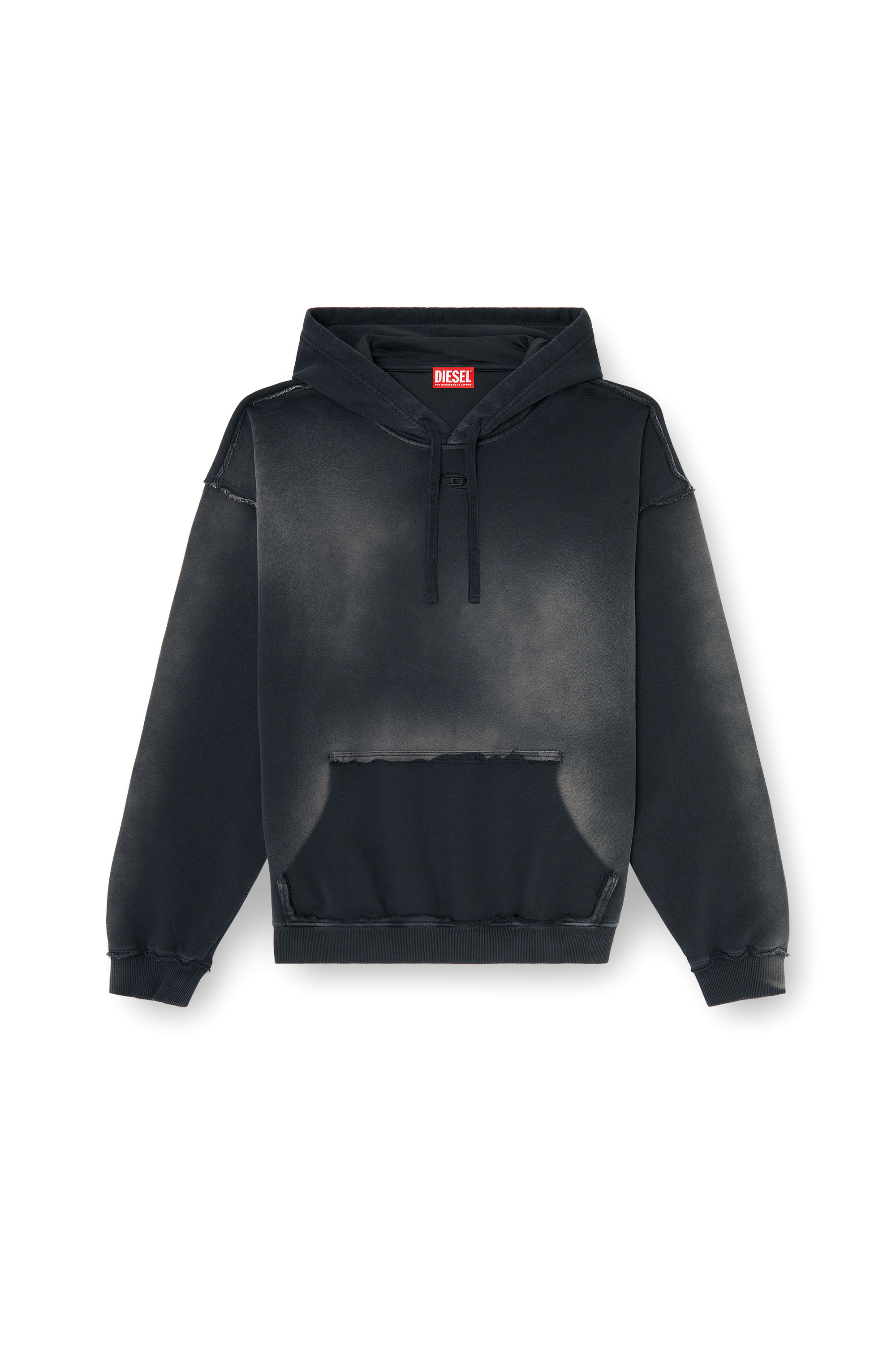 Diesel - S-POCK-HOOD, Man's Faded cotton hoodie with frayed details in null - 3