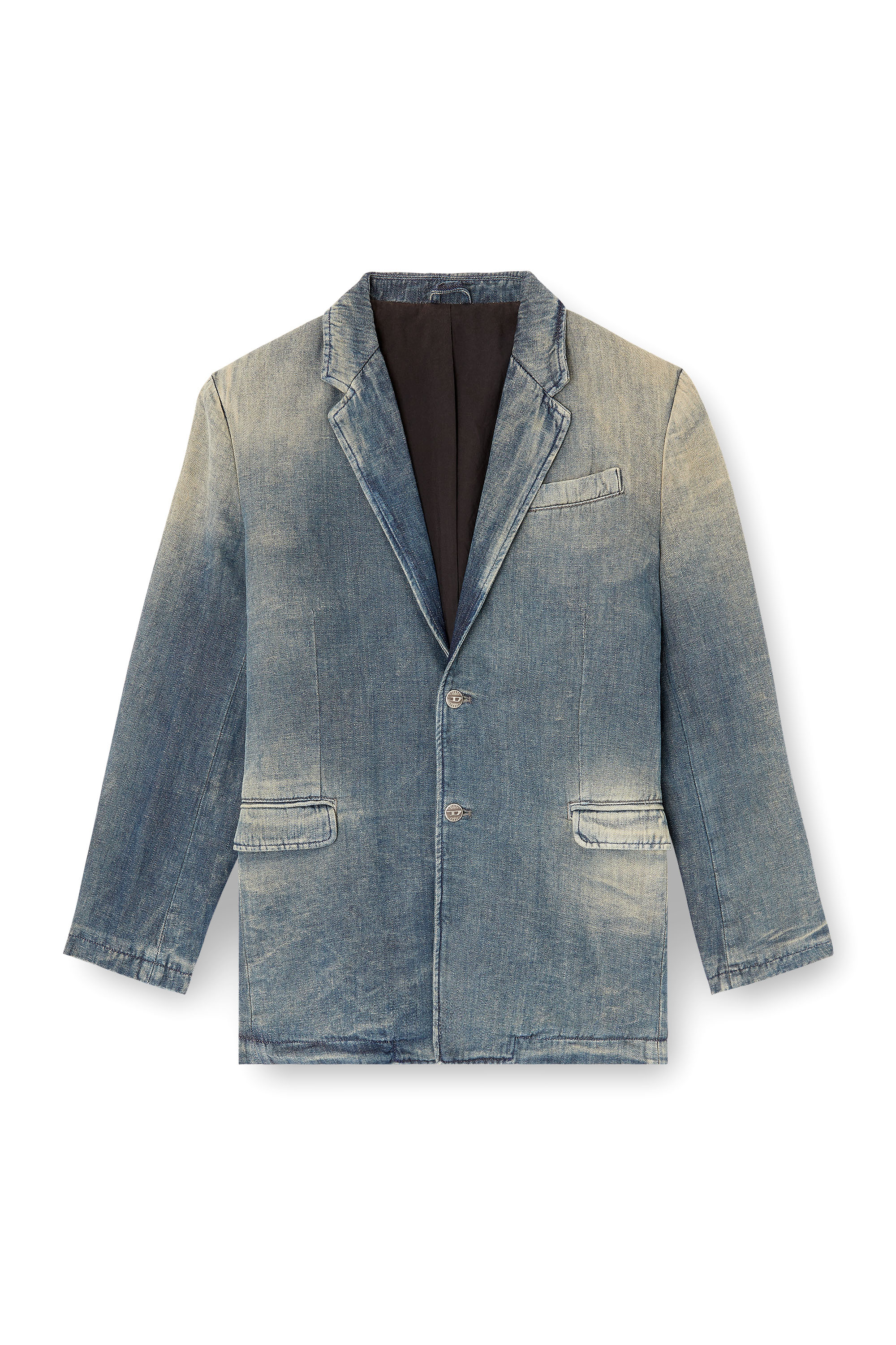 Diesel - D-REGER-D, Unisex's Blazer in dirt-effect herringbone denim in Grey/Blue - 3