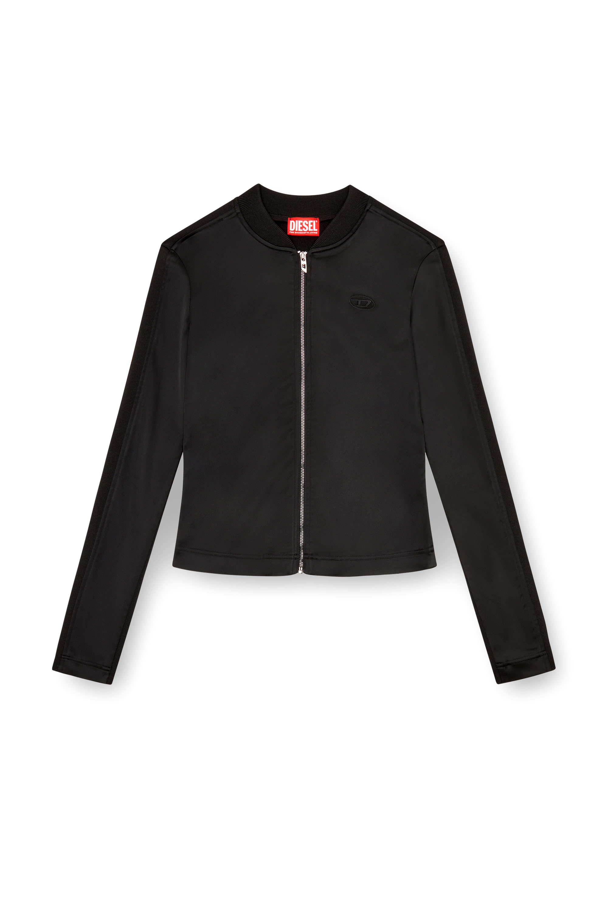 Diesel - G-OPER, Woman Rib-knit and stretch satin jacket in Black - Image 3