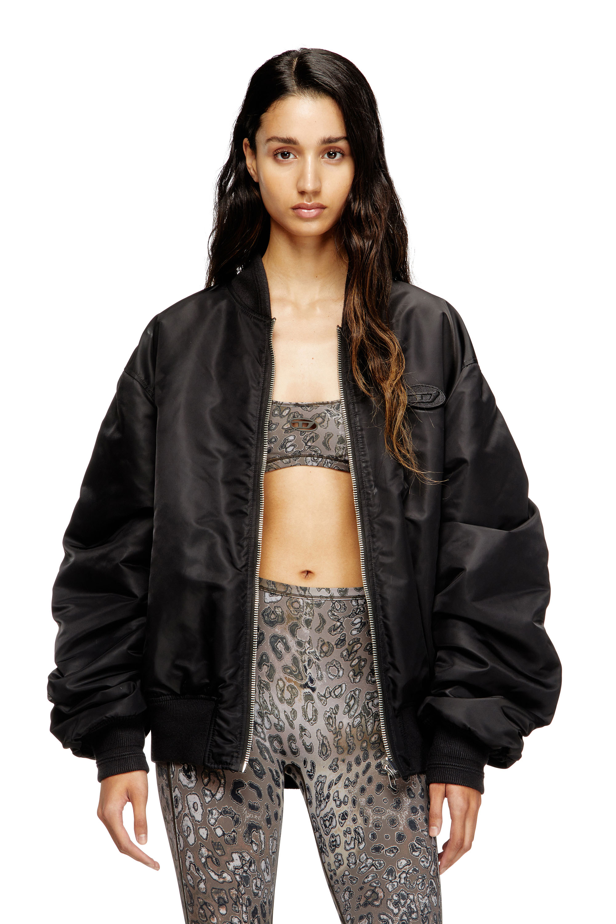 Diesel - CHELSEA-UTLT, Woman's Leopard print nylon sports bras in Brown - 4