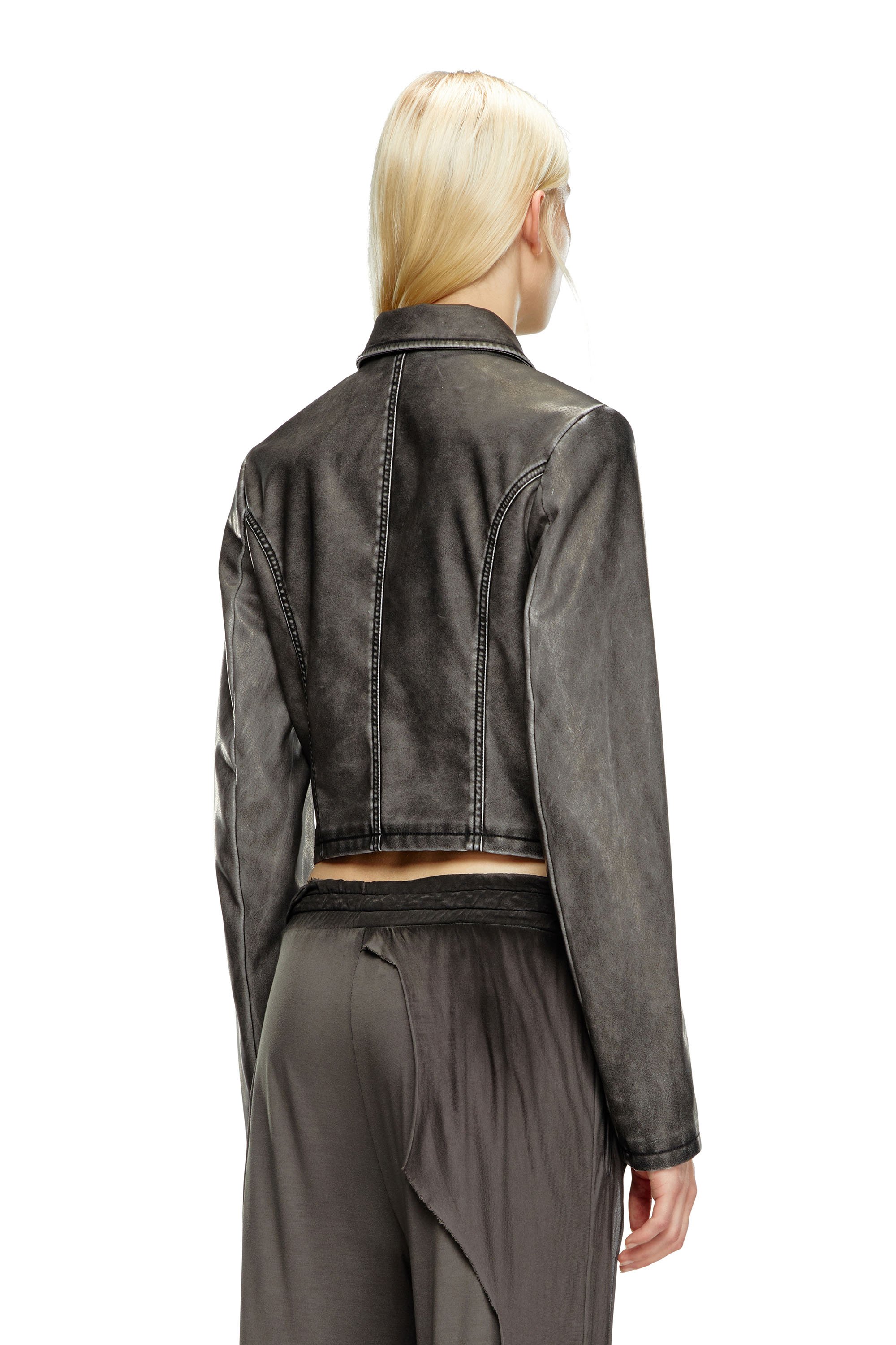 Diesel - G-OTA, Woman Cropped jacket in washed tech fabric in Black - Image 3