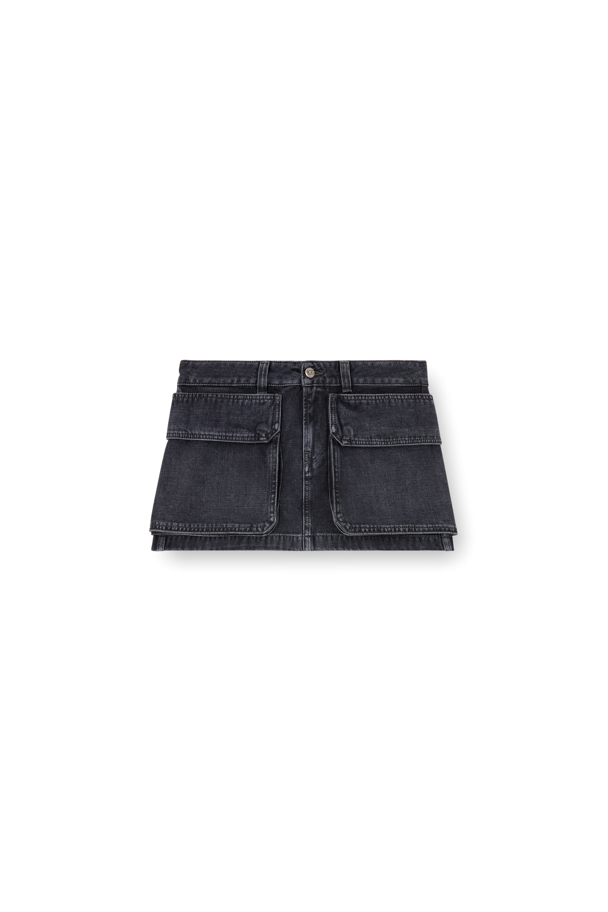 Diesel - DE-TON, Woman's Mini skirt in batavia-weave denim in Black/Dark grey - 3