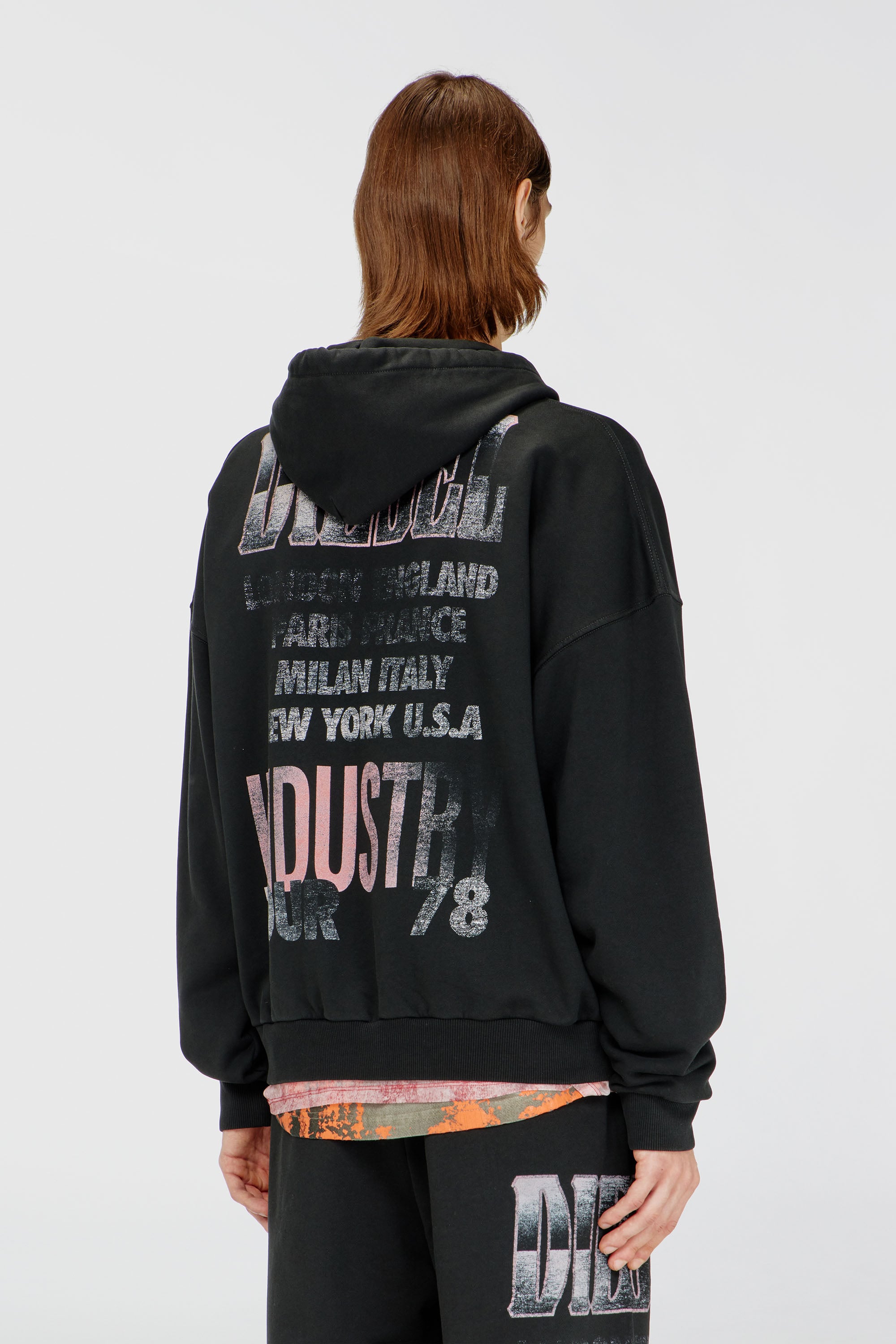 Diesel - S-WILL-ZIP, Man's Zip-up hoodie with concert graphics in Black - 4