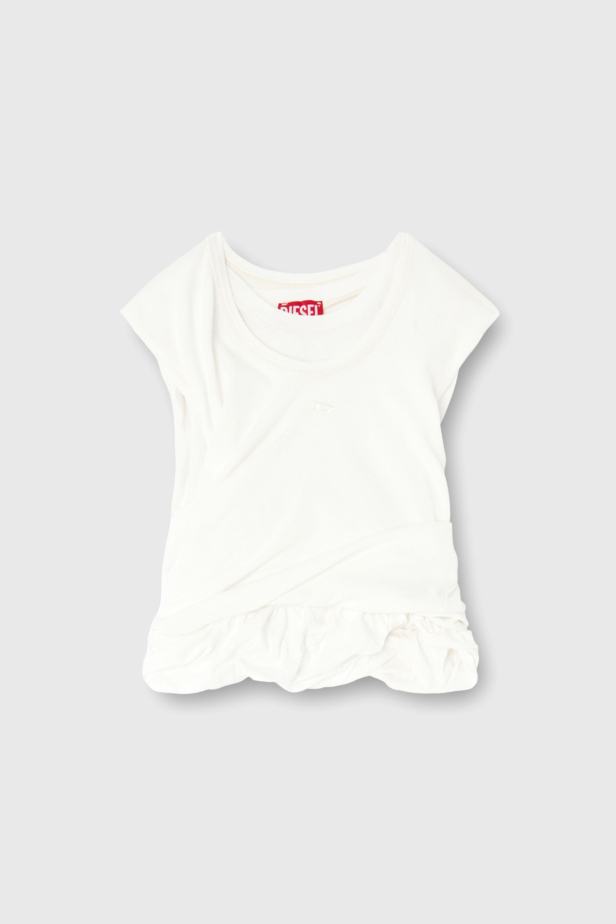 Diesel - T-WISHER-RIB-PL, Woman's Rucked-up tank top in double-layer jersey in White - 2