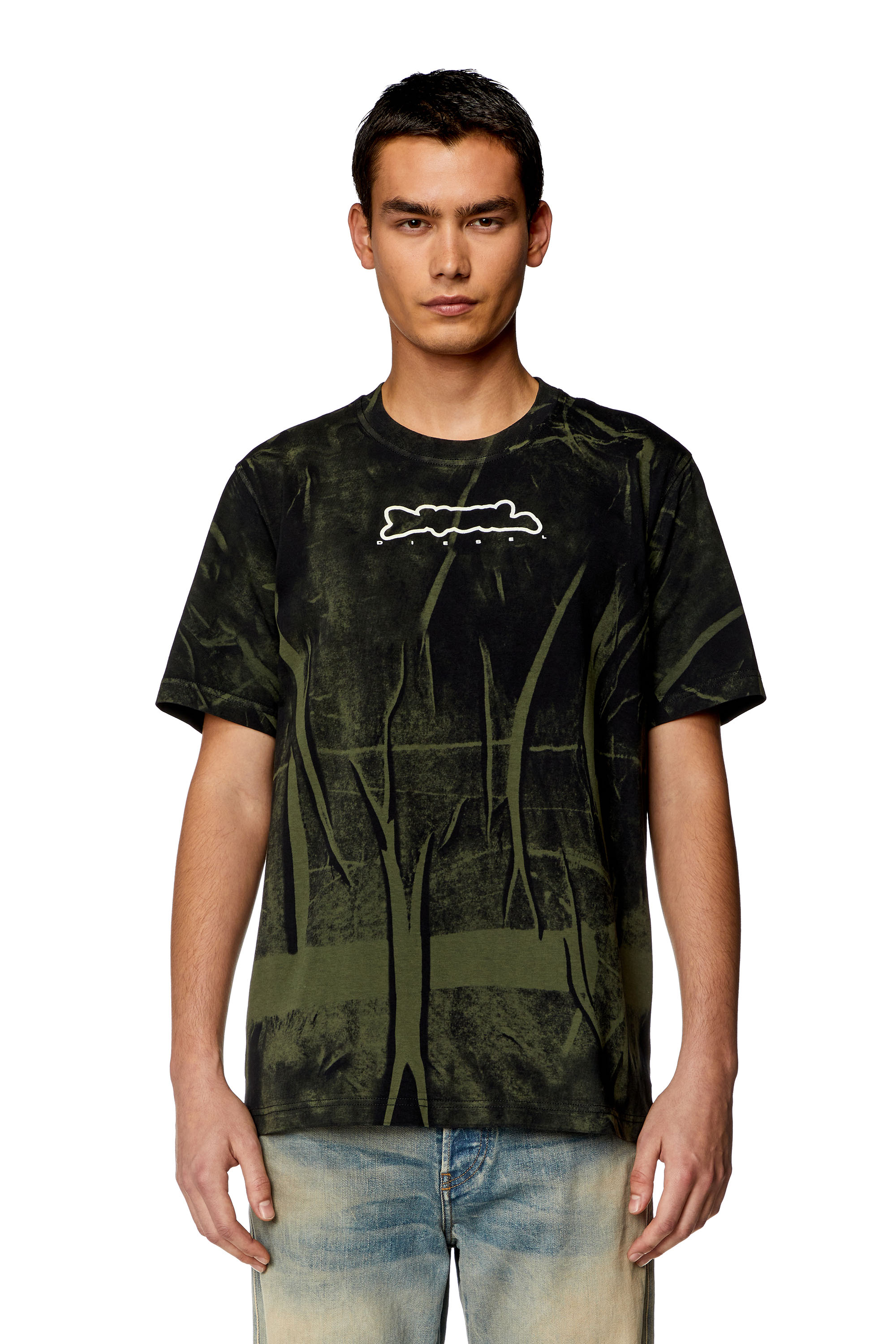 Diesel - T-JUST-N3, Man T-shirt with crease-effect print in Multicolor - Image 5