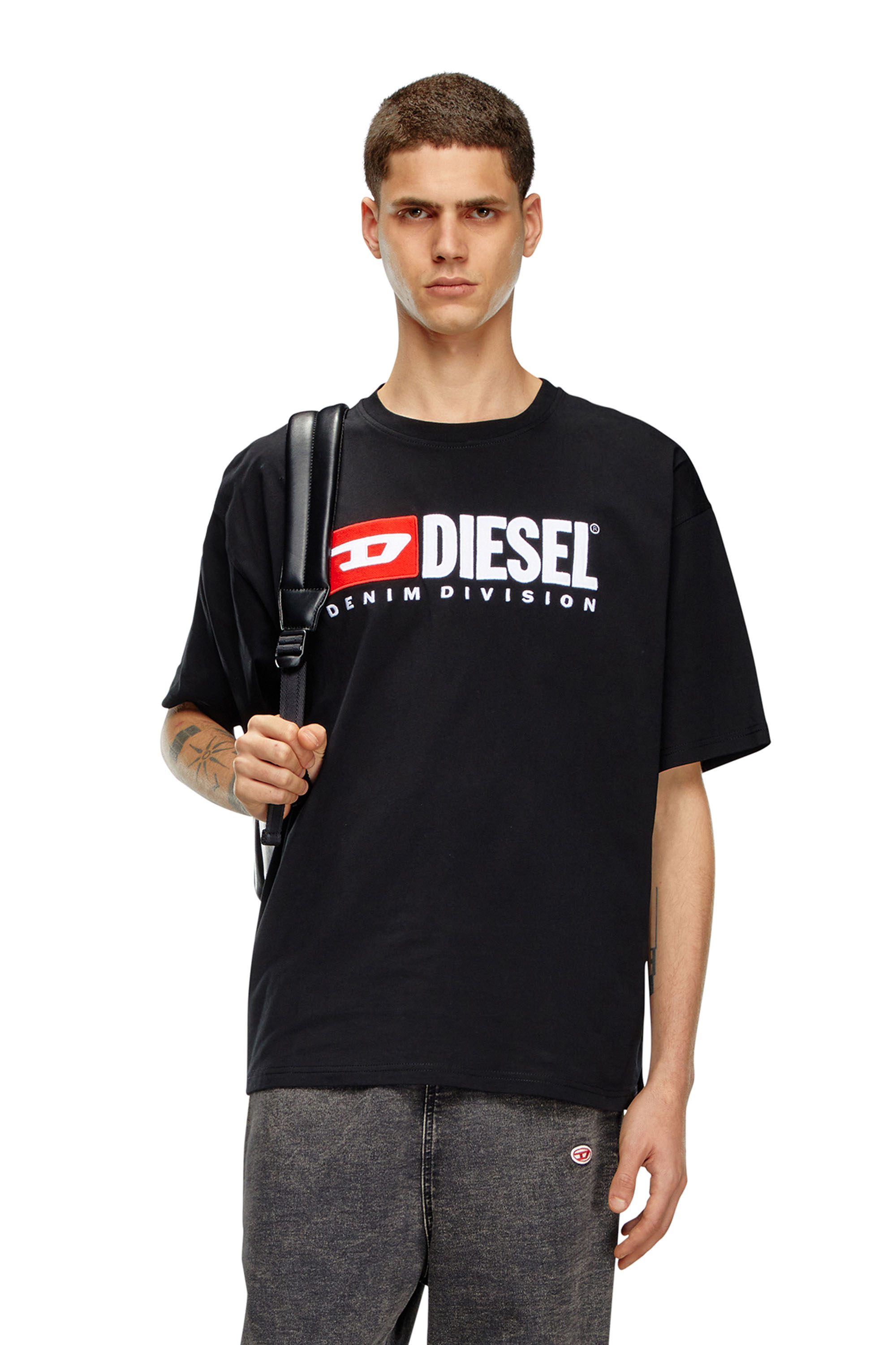 Diesel - T-BOXT-DIV, Man's T-shirt with Diesel patch logo in Black - 1