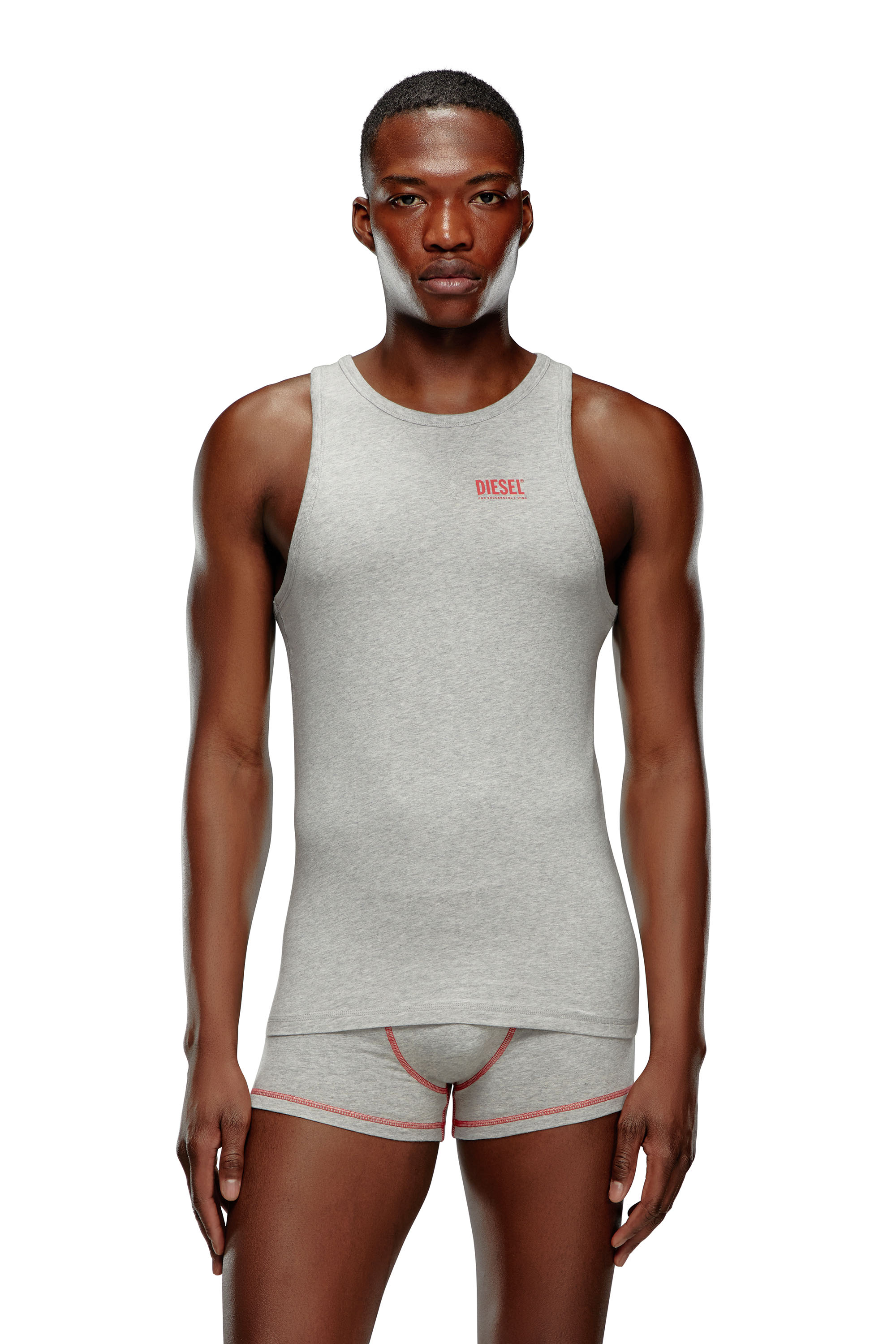 Diesel - UMTK-JOHNNY, Man's Tank top with logo print in Grey - 4
