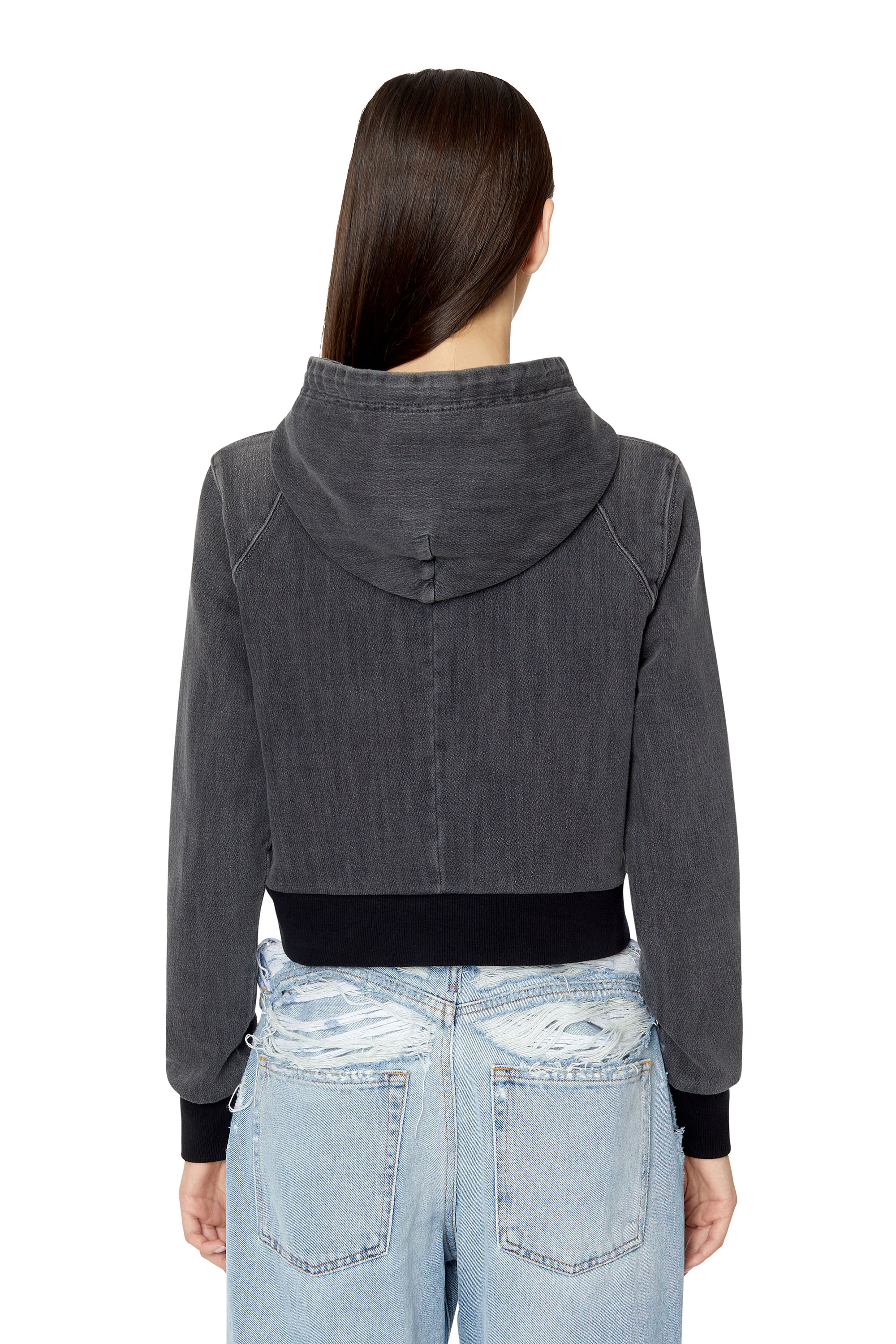 Diesel - D-ANGY TRACK DENIM HOODIE, Black/Dark grey - Image 2