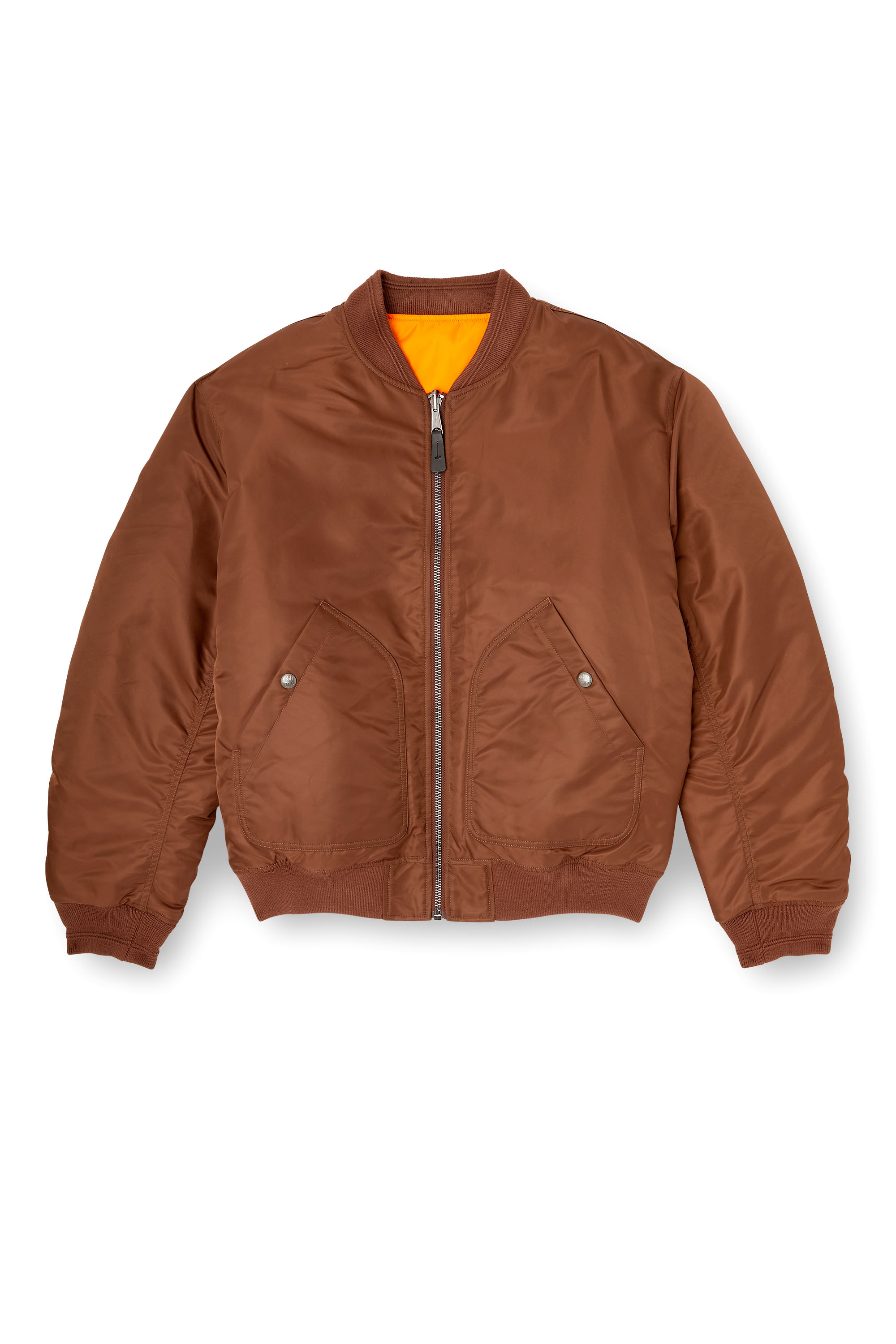Diesel - J-HELD, Man's Bomber in padded nylon with Oval D in Brown - 2