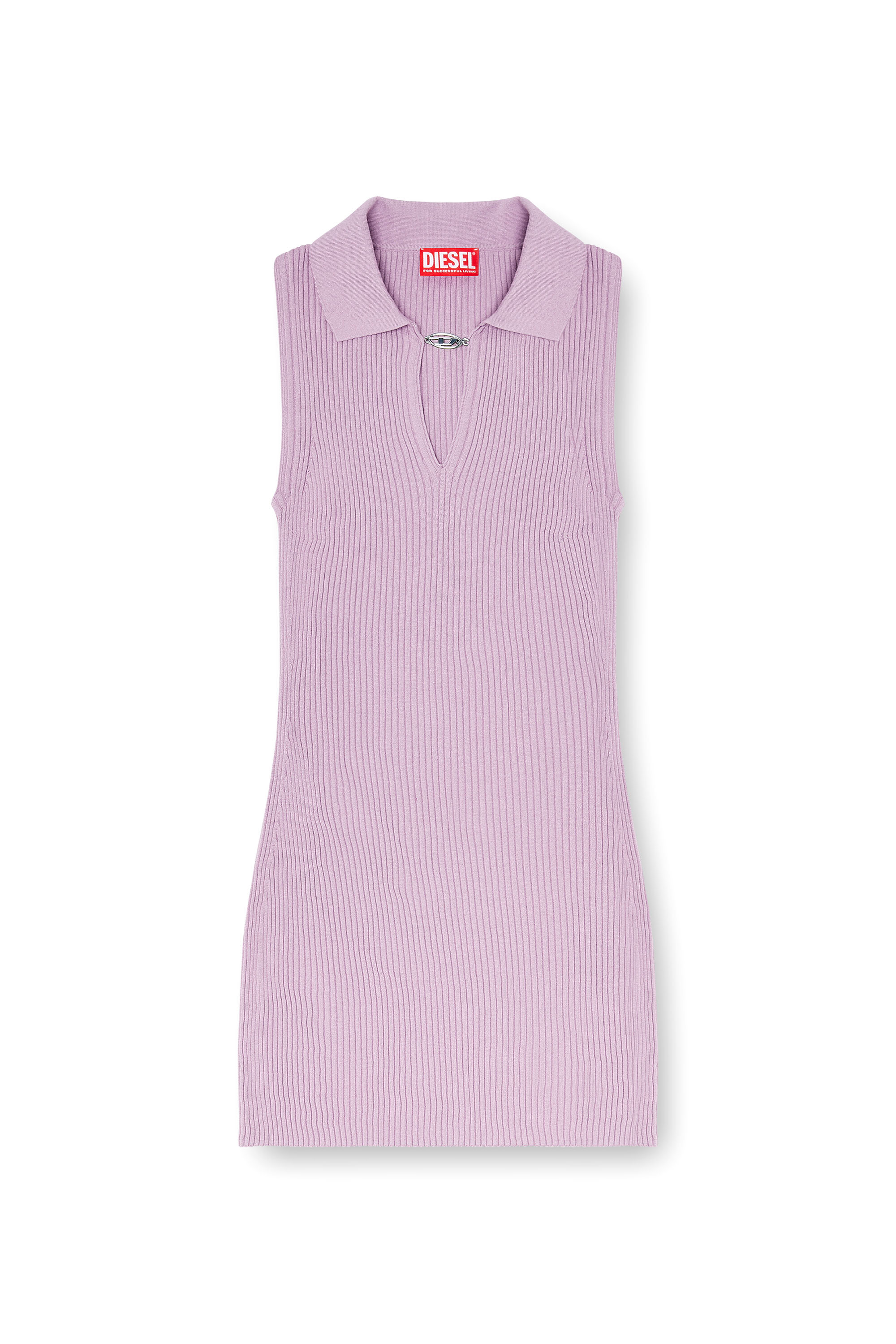 Diesel - M-LILMA, Woman's Short polo dress in silk-blend rib knit in null - 2