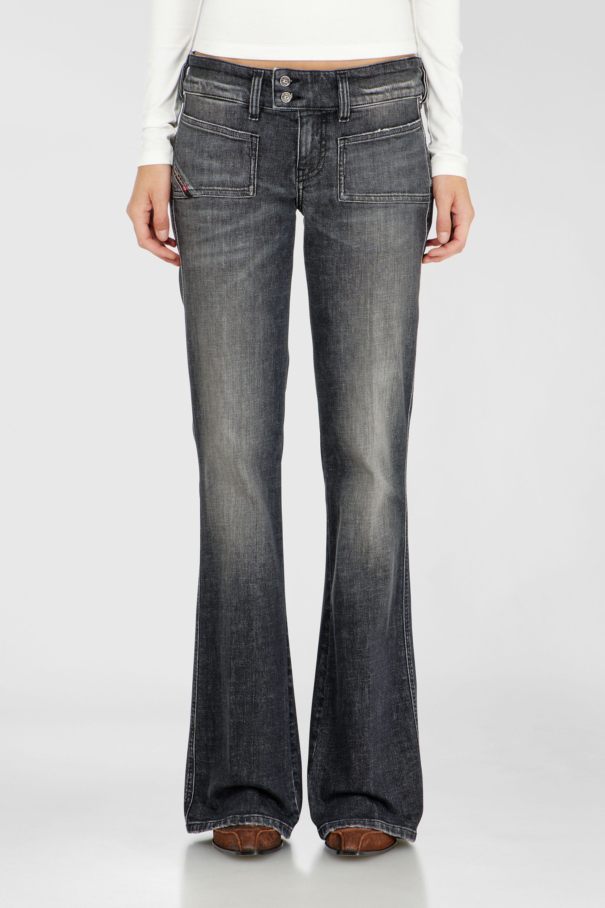 Diesel - Woman's Bootcut Jeans D-Hush 0CIAU, Black/Dark grey - 1