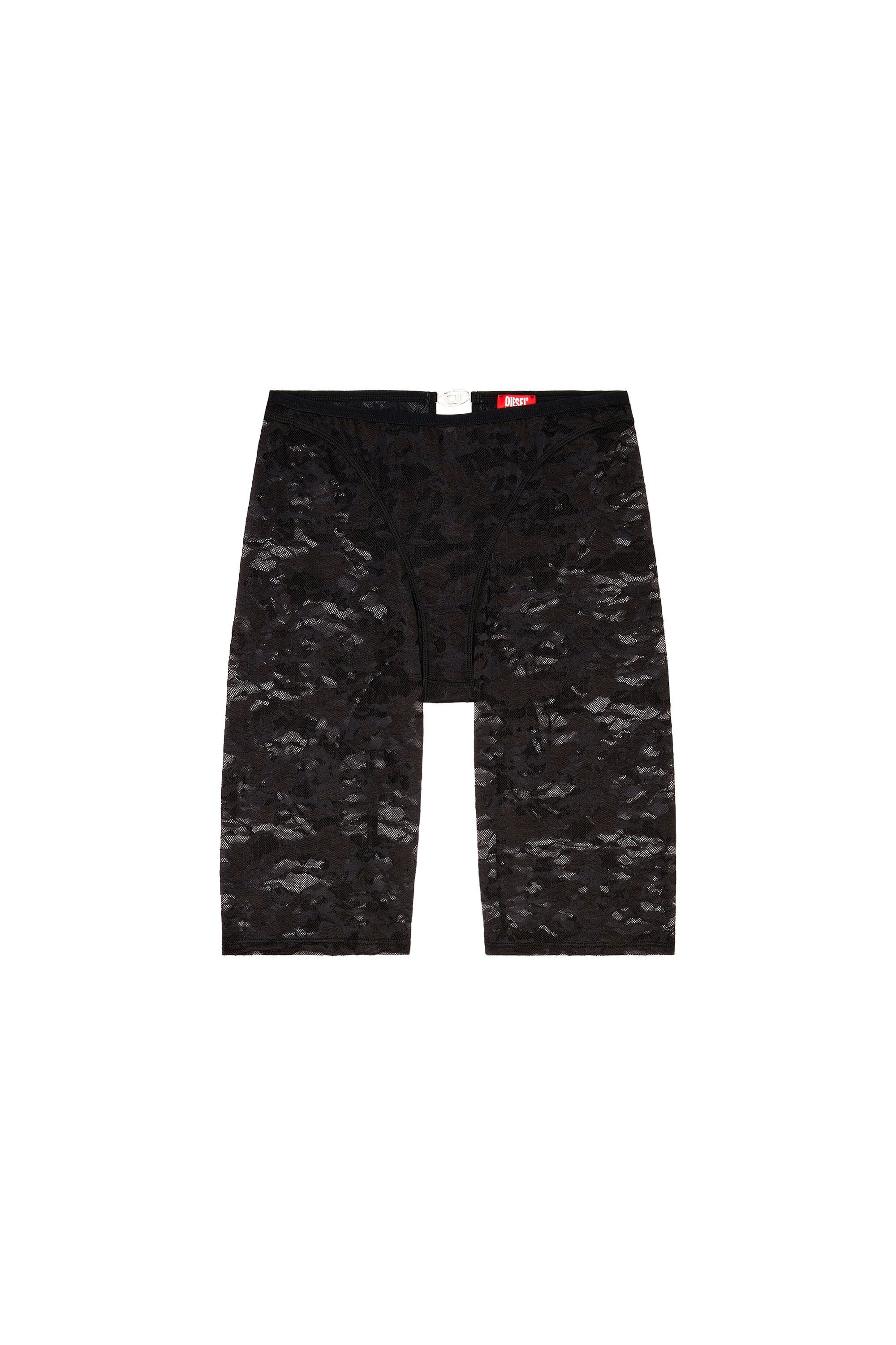 Diesel - UFLB-D-OVAL-LACE-SHORT, Woman's Camo lace shorts with Oval D plaque in Black - 4