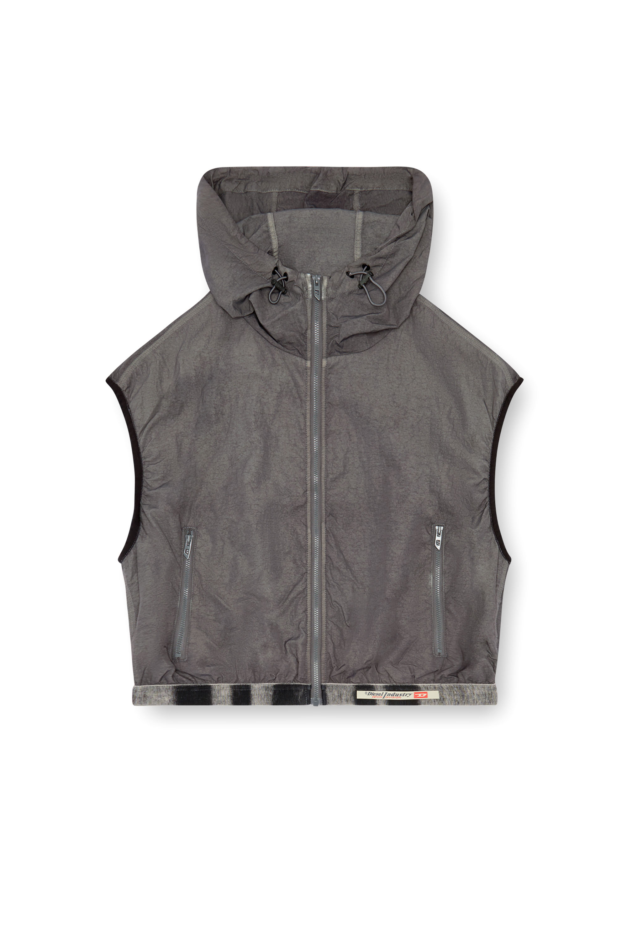 Diesel - G-RANT, Woman Hooded vest in recycled nylon in Grey - Image 6