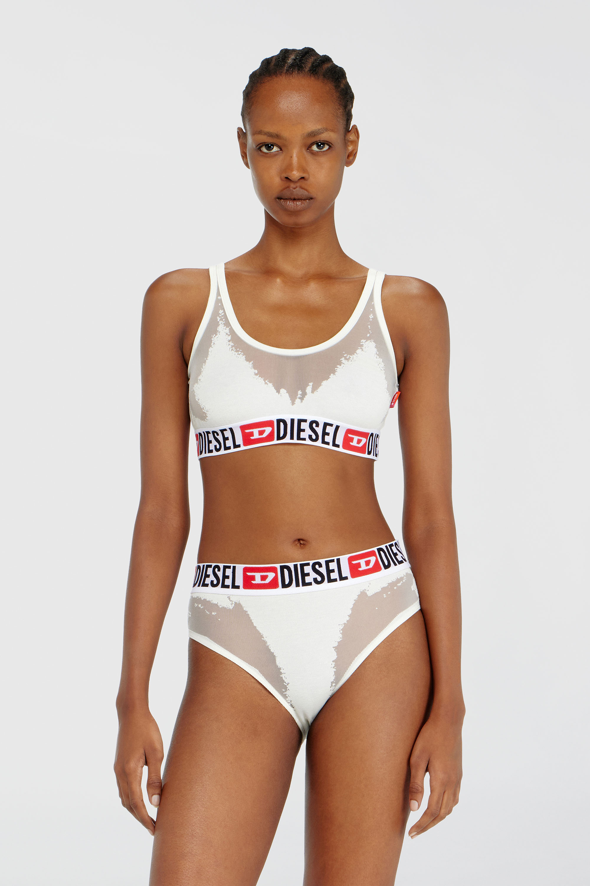 Diesel - PR-ORIBA-D-CORE, Woman's Bralette with sheer devor&eacute; effect in White - 1