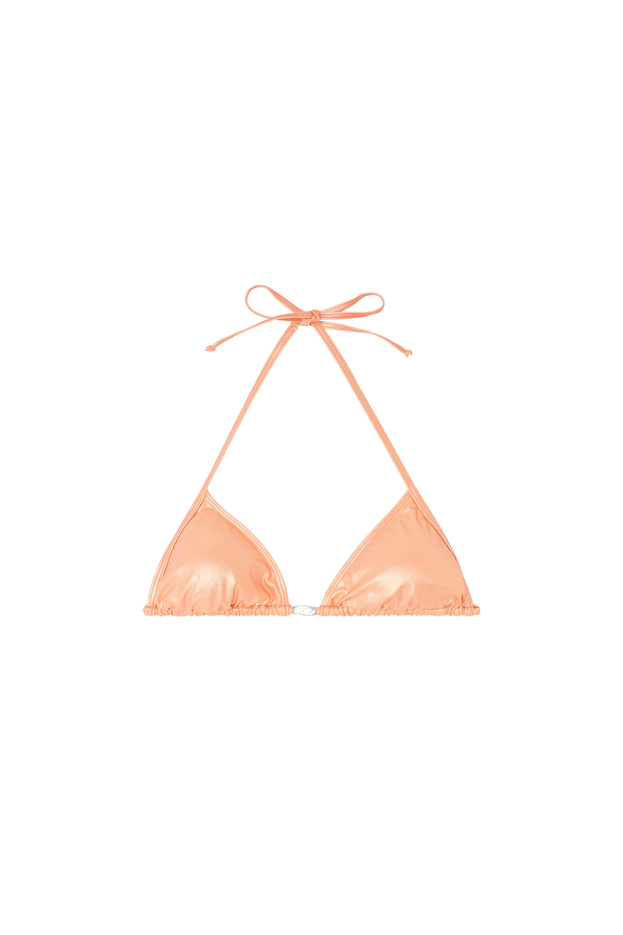 Diesel - ELETTRA-DNM, Woman's Triangle bikini top in shimmery fabric in Peach - 3