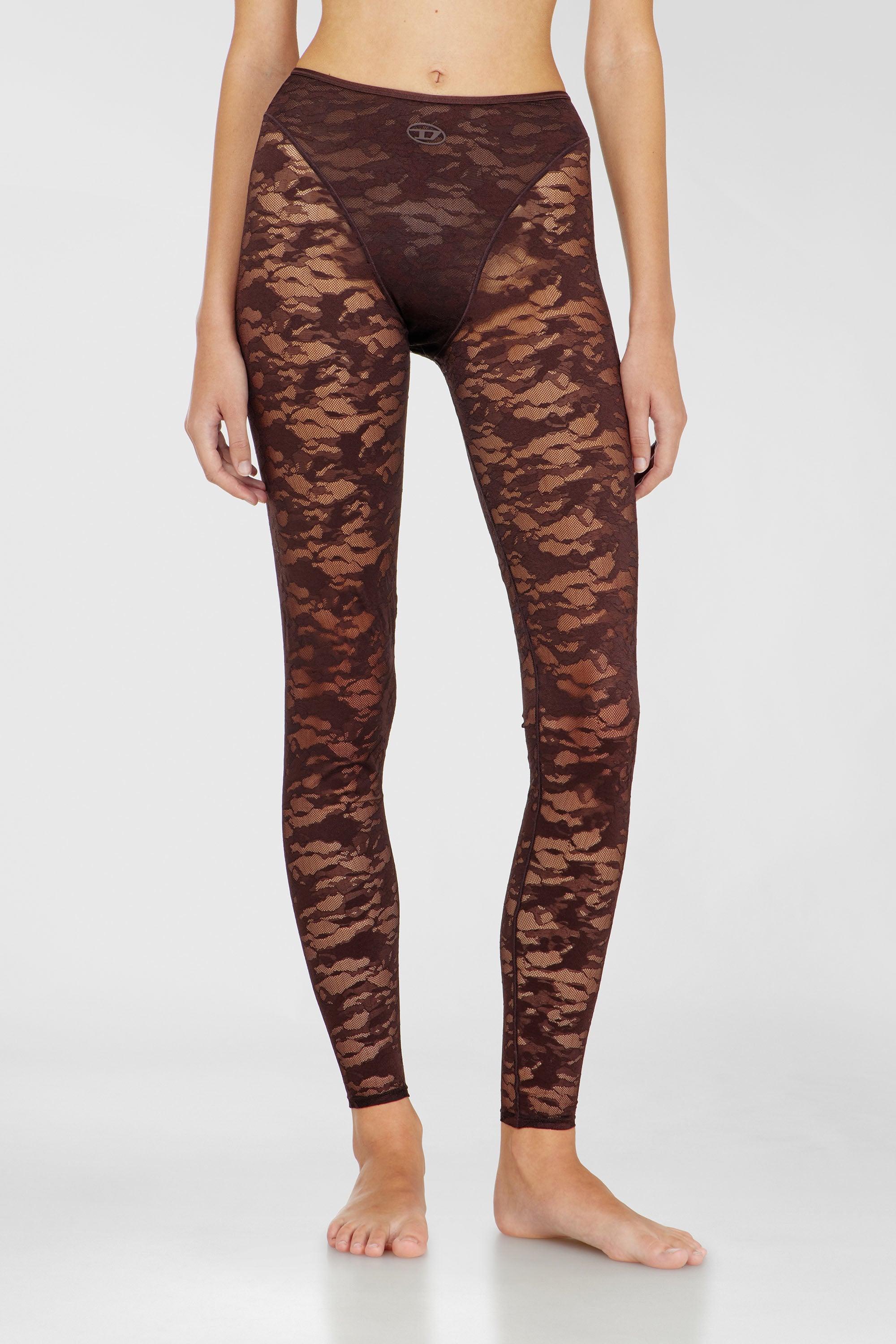 Diesel - HAYLEY-UTLT, Woman's Leggings in nylon camouflage lace in Dark Brown - 1