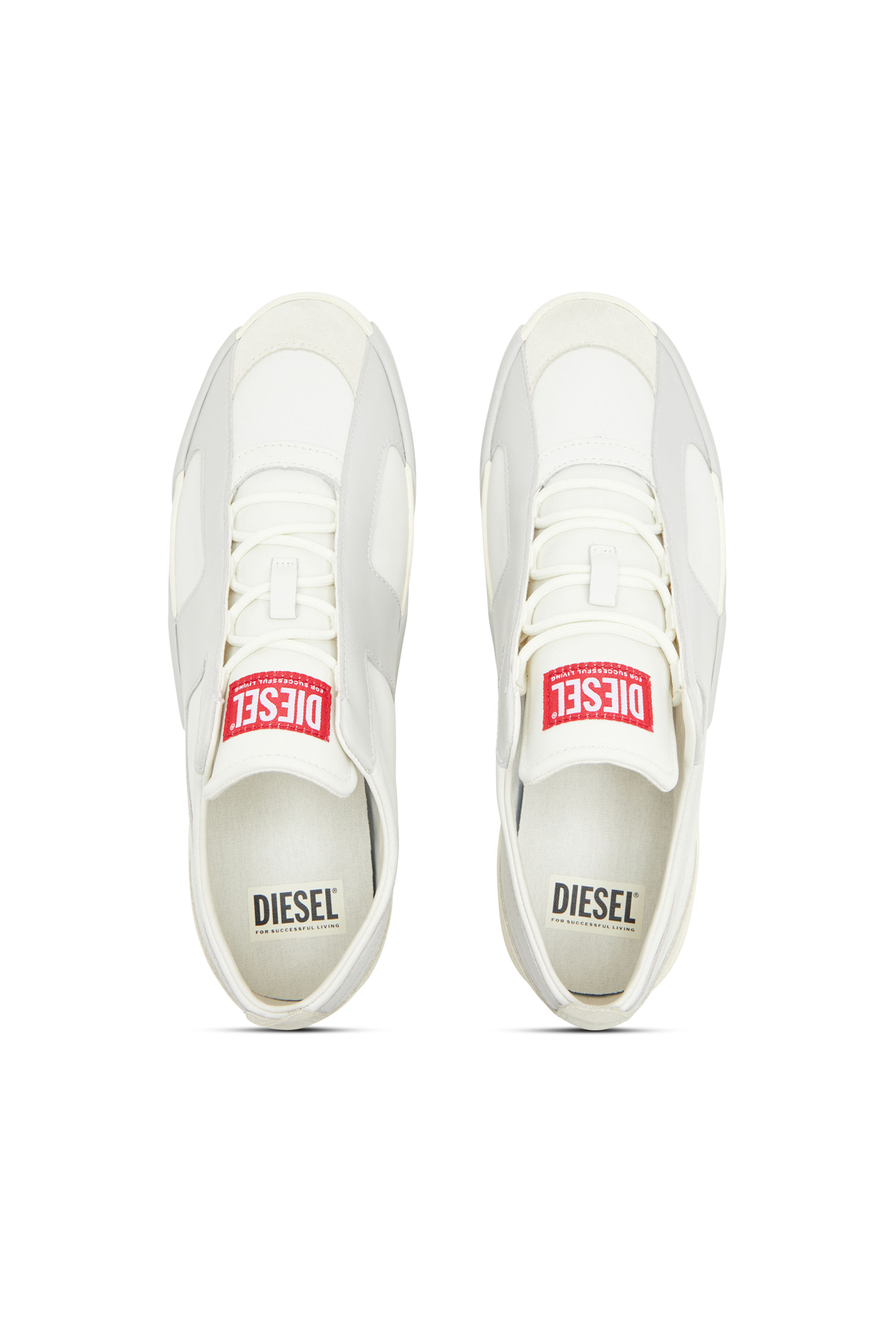 S-SLANTE-D LOW, White/Grey Diesel - S-SLANTE-D LOW, Man's S-Slante-D-Sneakers in suede and leather with D logo in White/Grey - 4