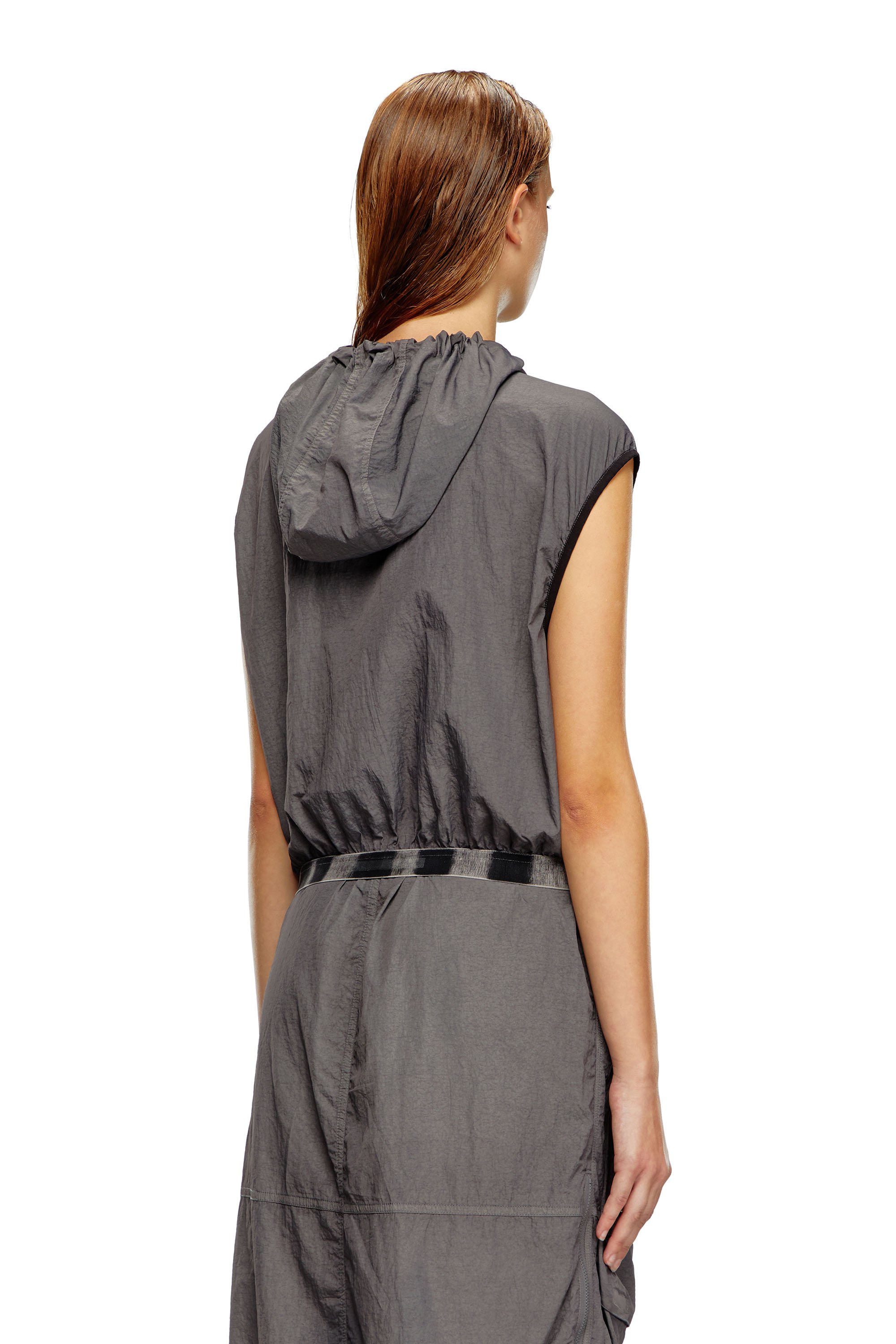 Diesel - G-RANT, Woman Hooded vest in recycled nylon in Grey - Image 3