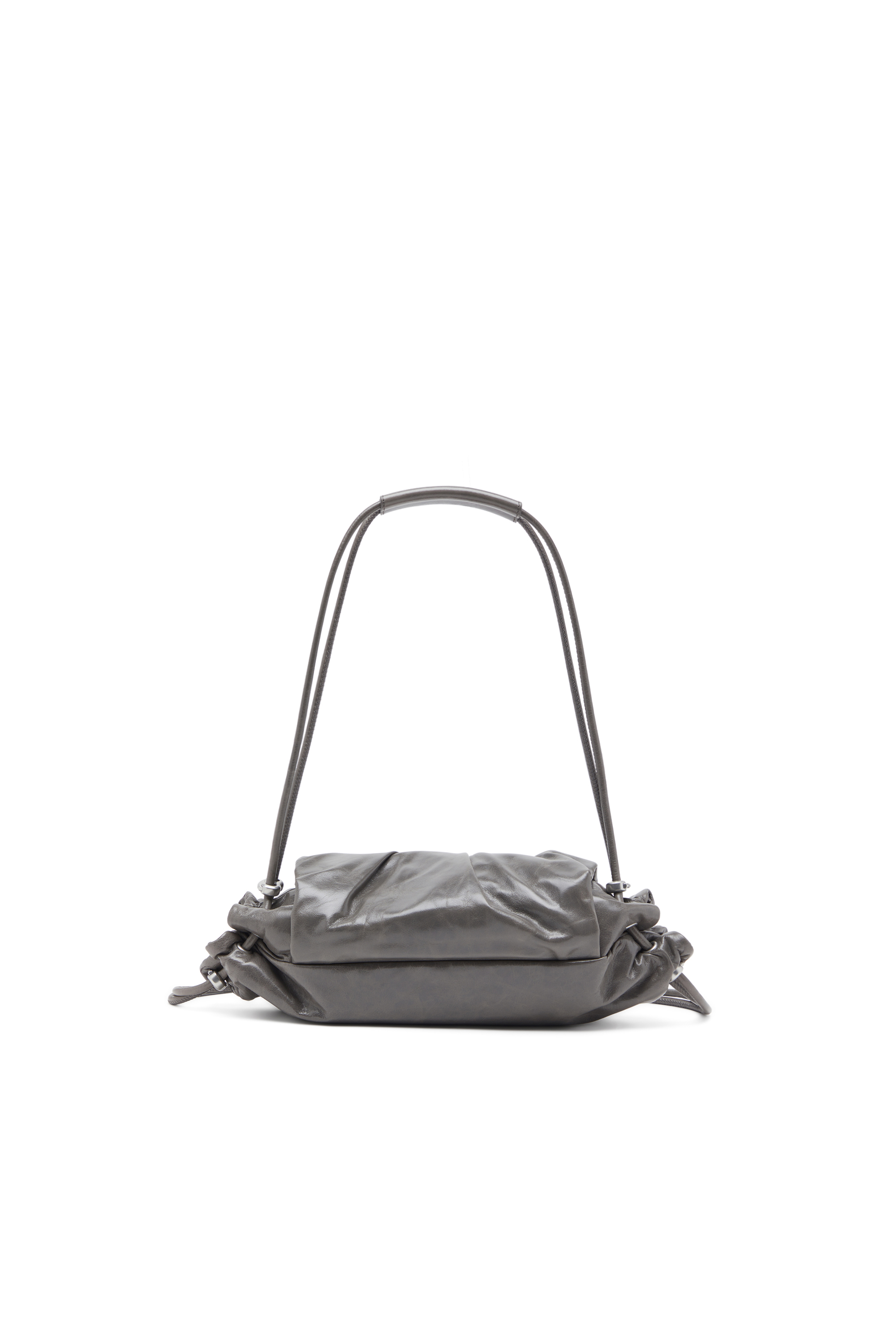 Diesel - SCRUNCH-D SHOULDER S, Woman's Scrunch-D S-Shoulder bag in scrunched leather in Grey - 2