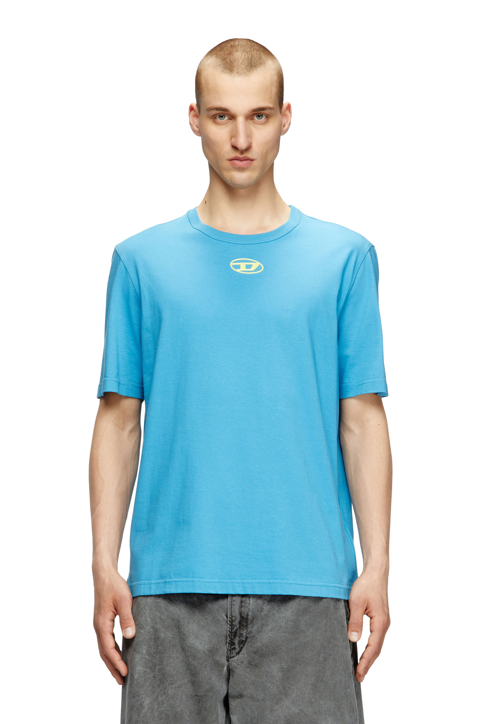 Diesel - T-ADJUST-OD, Man's T-shirt with metallic Oval D in Azure - 3