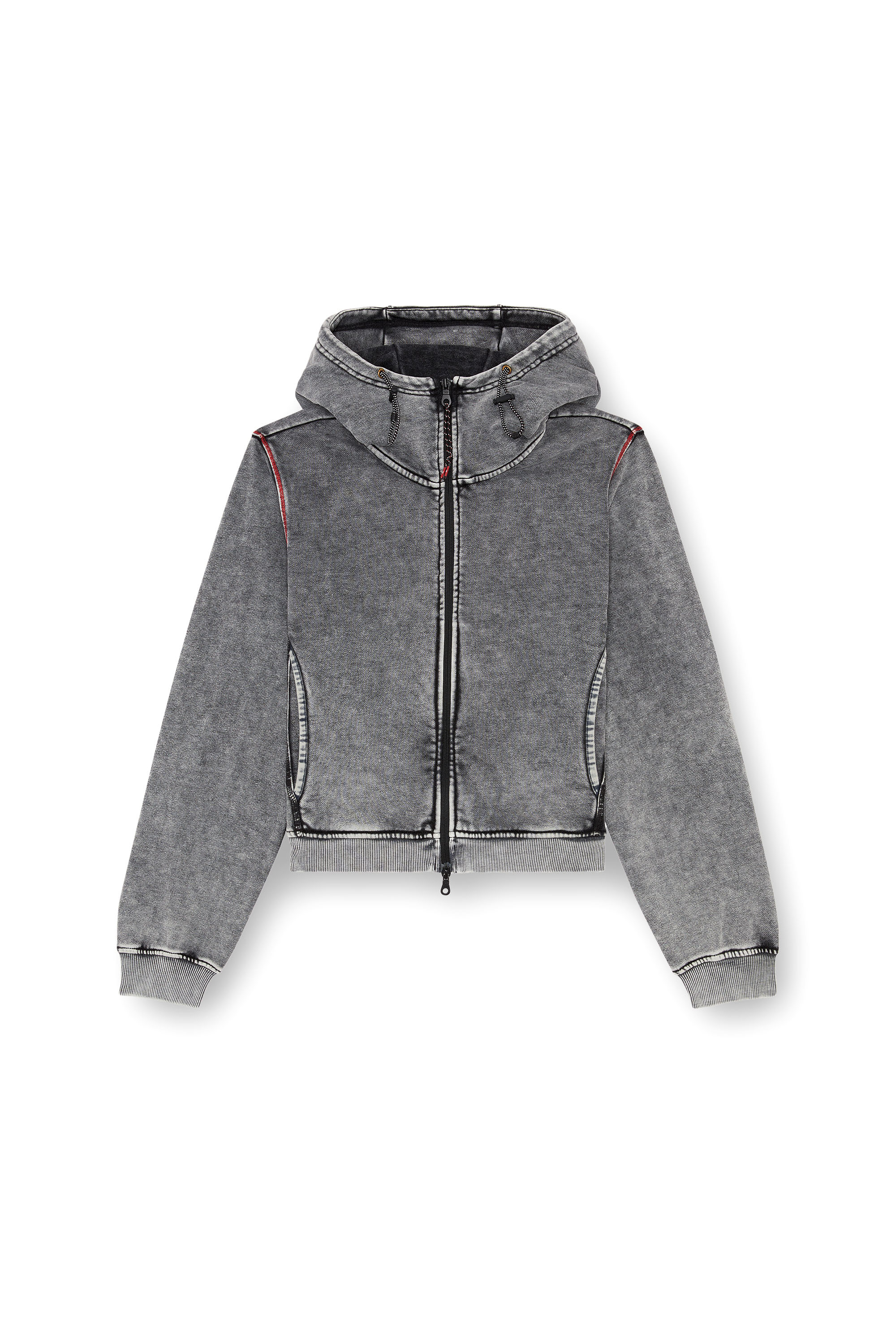 Diesel - AWST-ABIRA-HT44, Woman Faded hoodie with zip back in Grey - Image 4