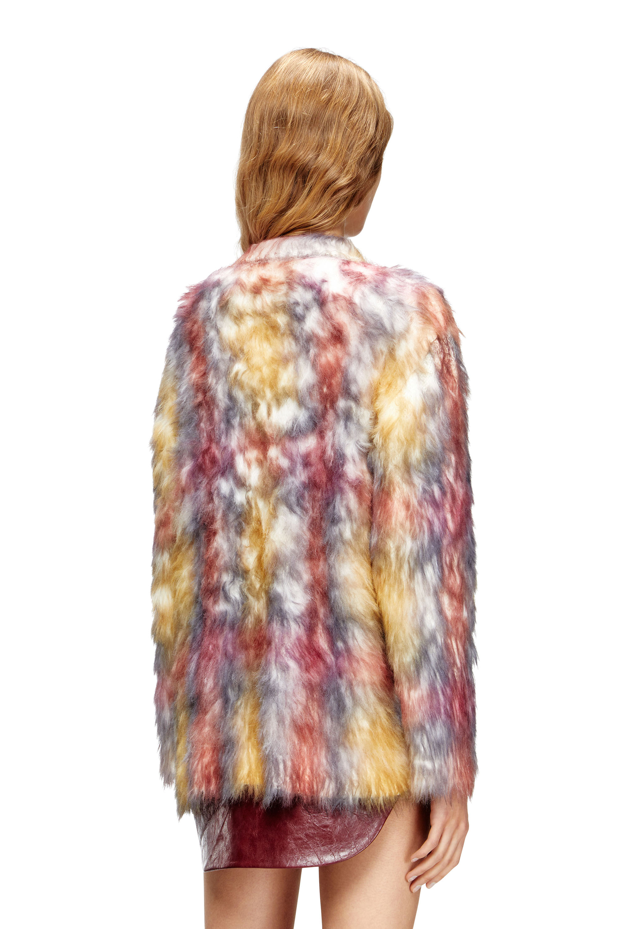 Diesel - M-BERRY, Woman's Fluffy jumper with check print in Grey/Red - 4