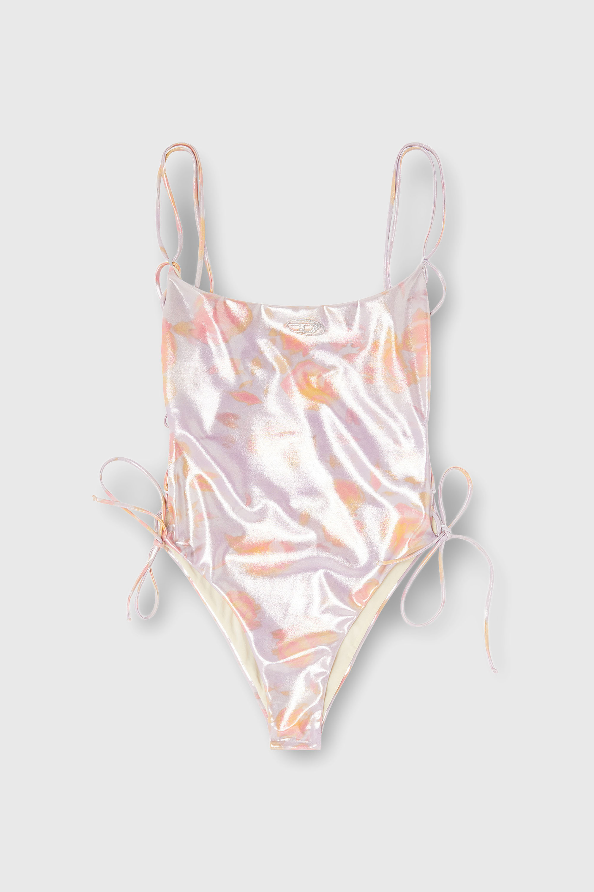 Diesel - REGAN-UTLT, Woman's Floral metallic lace-up swimsuit in Lilac - 2